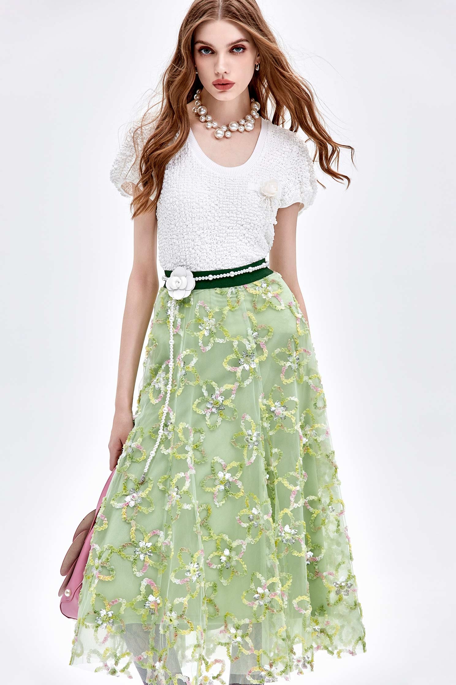 Floral Brooch Textured TopFloral Brooch Textured Top,Tops,Season (AW) Look