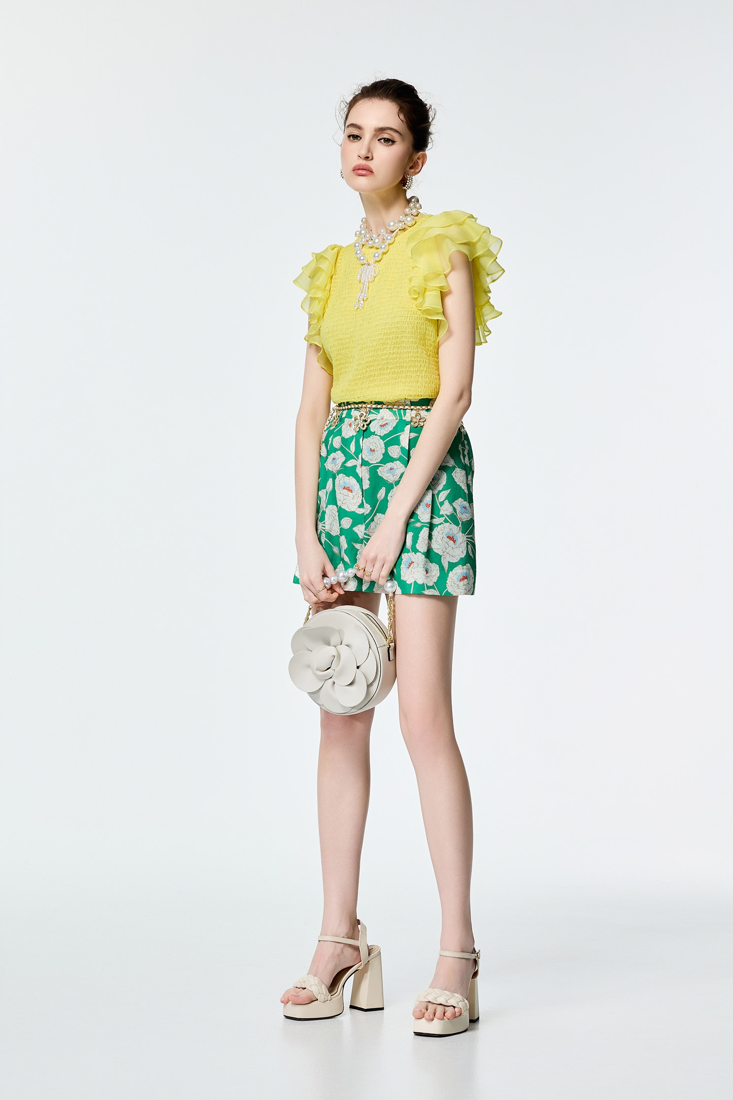 Ruffle Layered Sleeve Elastic Pleated TopRuffle Layered Sleeve Elastic Pleated Top,Tops,Season (SS) Look,City Feminine,Valentine,sleeveless tops,upperclass,Chiffon,Chiffon tops