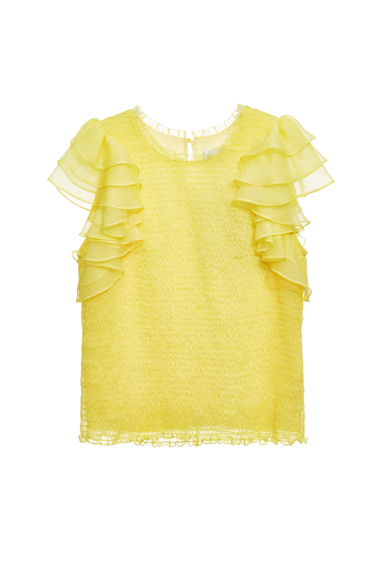 Ruffle Layered Sleeve Elastic Pleated TopRuffle Layered Sleeve Elastic Pleated Top,Tops,Season (SS) Look,City Feminine,Valentine,sleeveless tops,upperclass,Chiffon,Chiffon tops