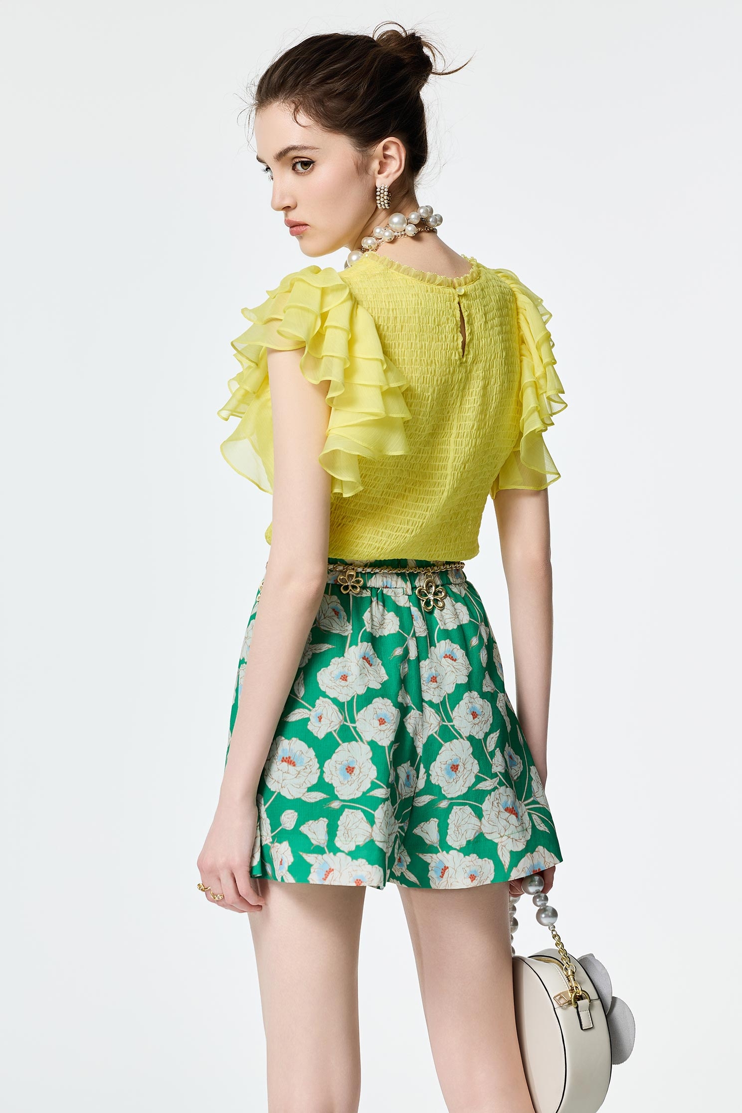 Ruffle Layered Sleeve Elastic Pleated TopRuffle Layered Sleeve Elastic Pleated Top,Tops,Season (SS) Look,City Feminine,Valentine,sleeveless tops,upperclass,Chiffon,Chiffon tops