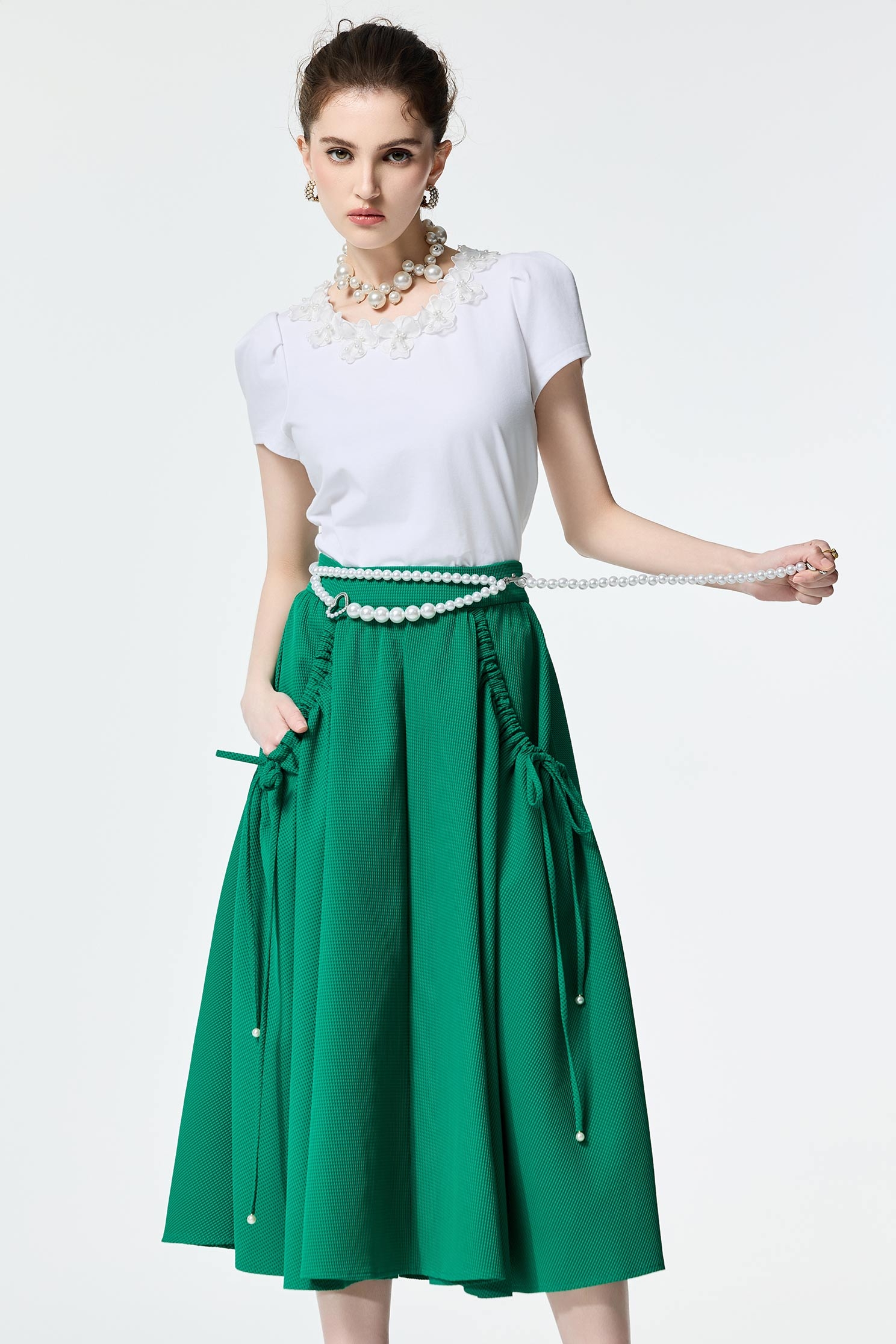 Floral Lace Detail Short Sleeve TeeFloral Lace Detail Short Sleeve Tee,T-shirts,Tops,Season (SS) Look,pearl,City Feminine,Valentine,Cotton,blossoms,Lace