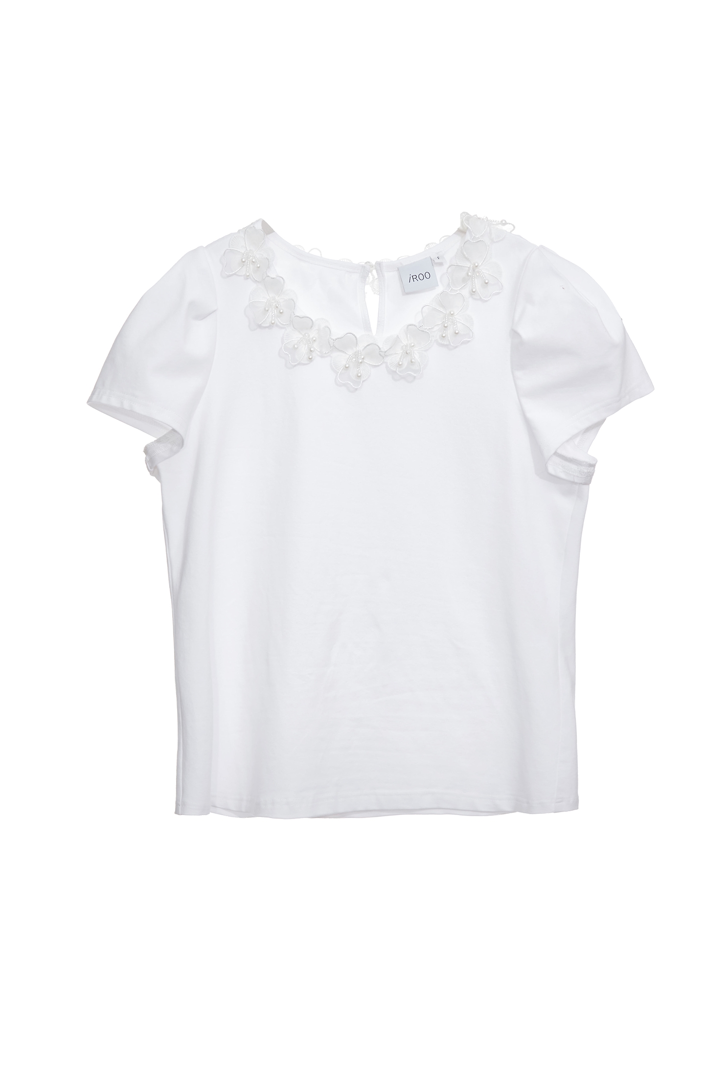 Floral Lace Detail Short Sleeve TeeFloral Lace Detail Short Sleeve Tee,T-shirts,Tops,Season (SS) Look,pearl,City Feminine,Valentine,Cotton,blossoms,Lace