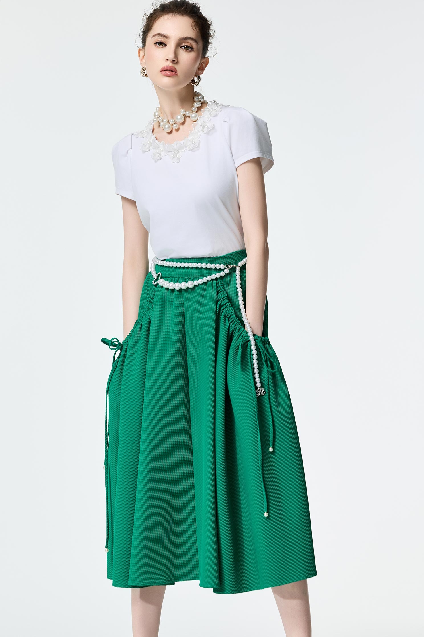 Floral Lace Detail Short Sleeve TeeFloral Lace Detail Short Sleeve Tee,T-shirts,Tops,Season (SS) Look,pearl,City Feminine,Valentine,Cotton,blossoms,Lace