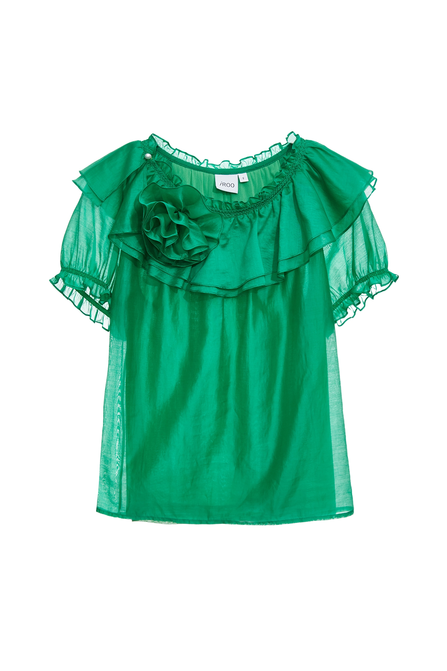 Floral Ruffle Detail Organza TopFloral Ruffle Detail Organza Top,Tops,Season (SS) Look,City Feminine,blossoms