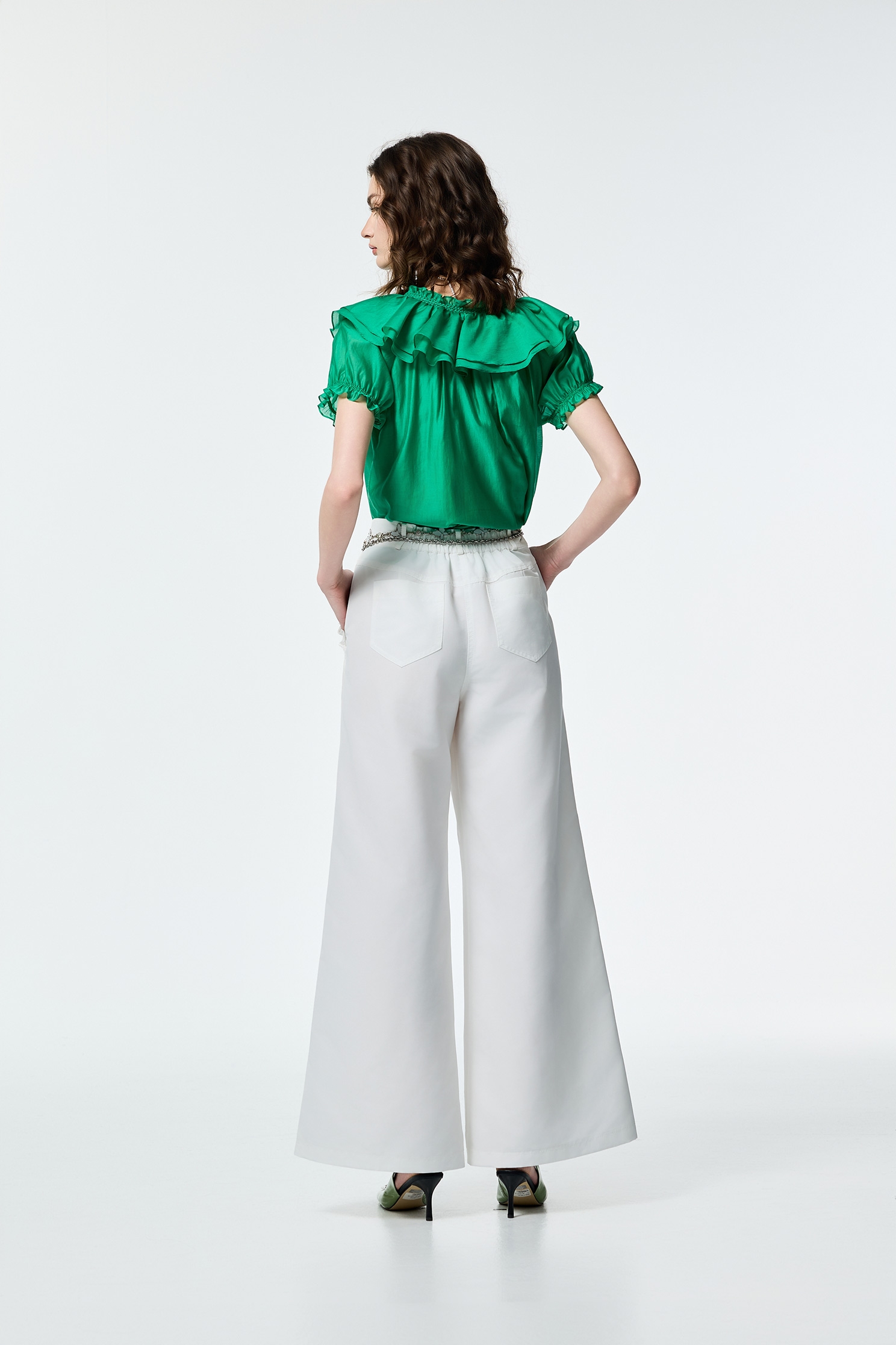 Floral Ruffle Detail Organza TopFloral Ruffle Detail Organza Top,Tops,Season (SS) Look,City Feminine,blossoms