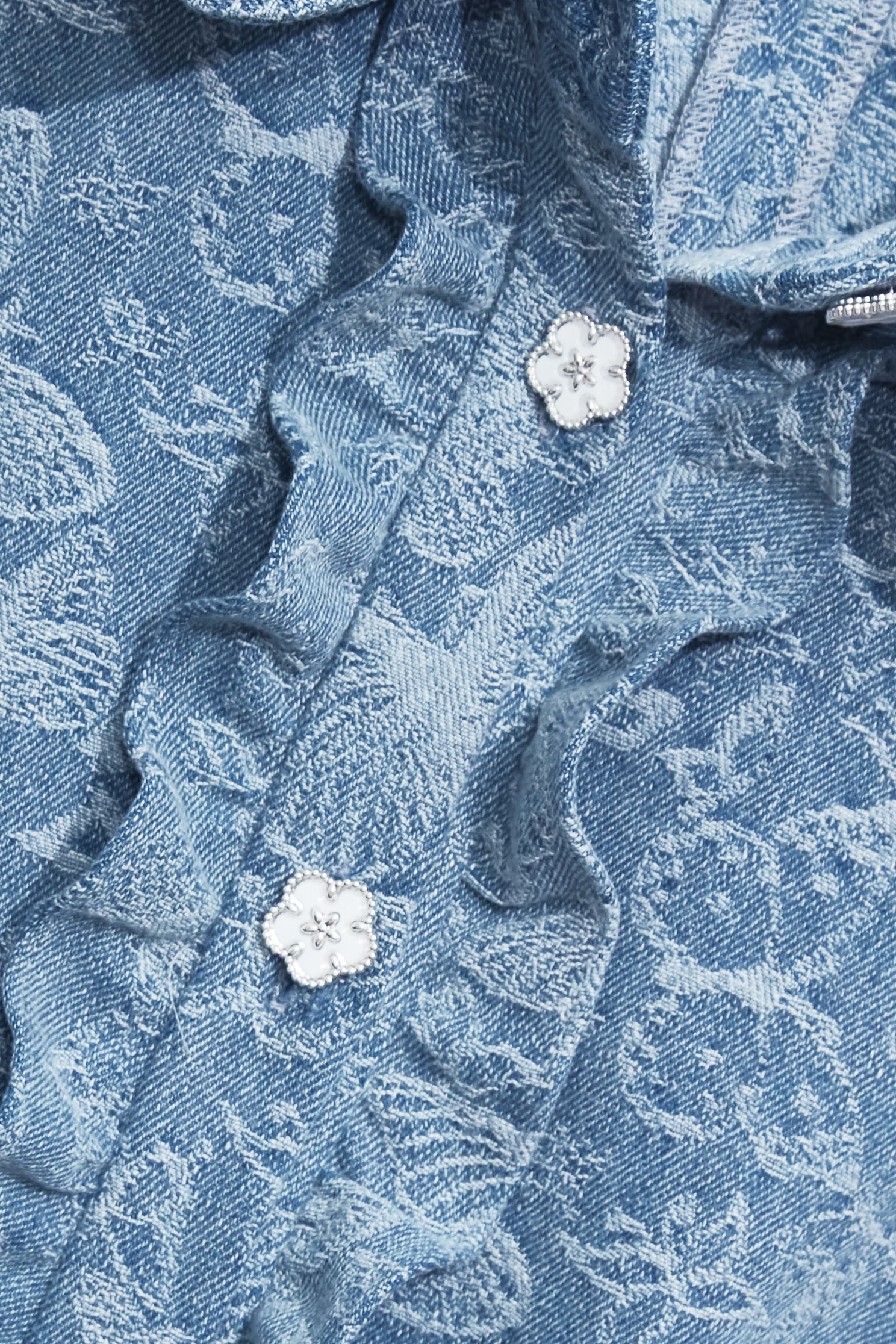 Butterfly Detail Denim TopButterfly Detail Denim Top,Office Looks,Tops,Season (SS) Look,Denim,pearl,City Feminine,Valentine,Blouses