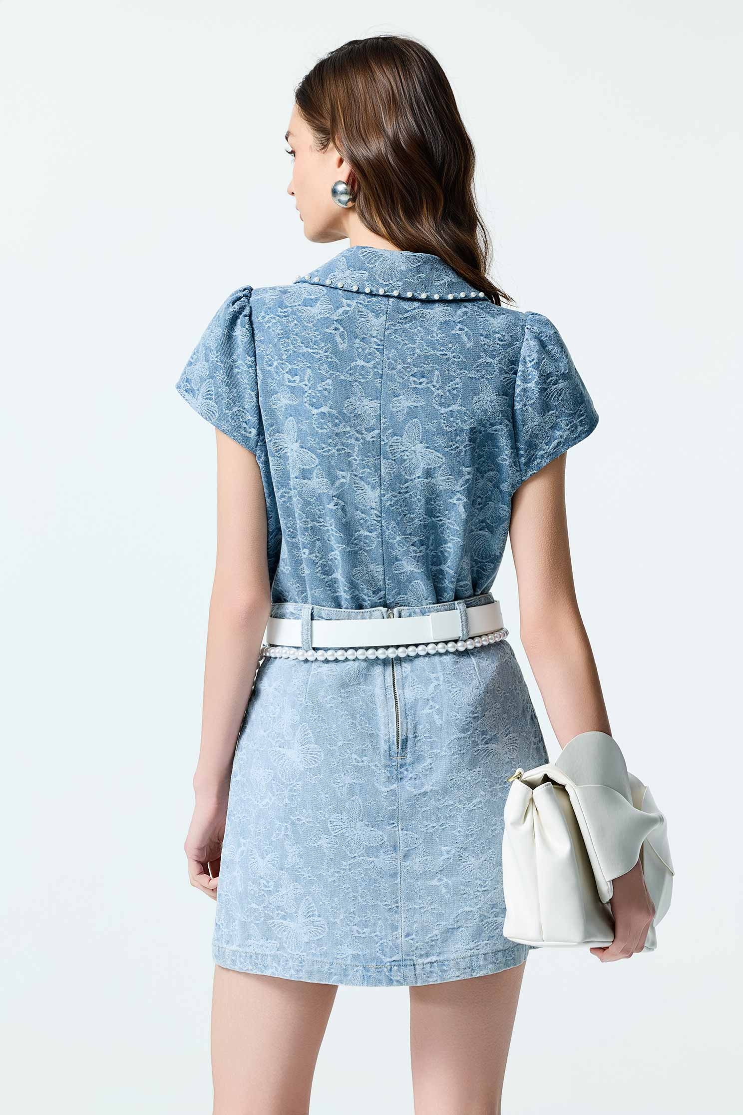 Butterfly Detail Denim TopButterfly Detail Denim Top,Office Looks,Tops,Season (SS) Look,Denim,pearl,City Feminine,Valentine,Blouses