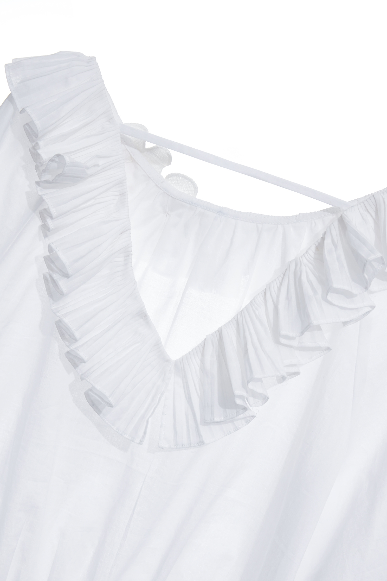 Flounce Collar White Top,Tops,Season (SS) Look,pearl,White tops,Lace,bows