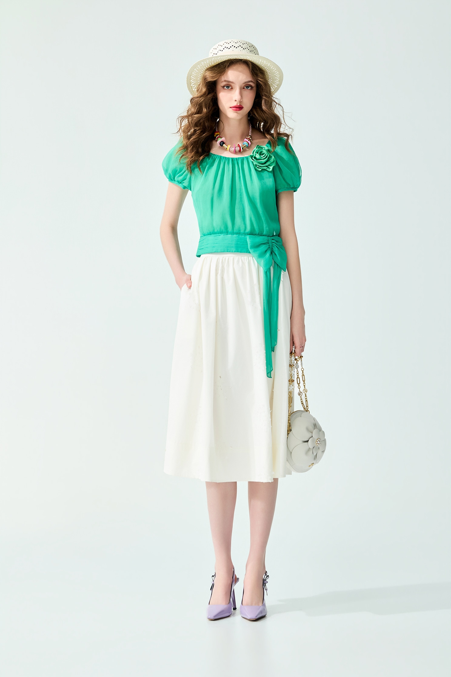 Bow Detail Chiffon Top,Tops,Season (SS) Look,bows,Chiffon