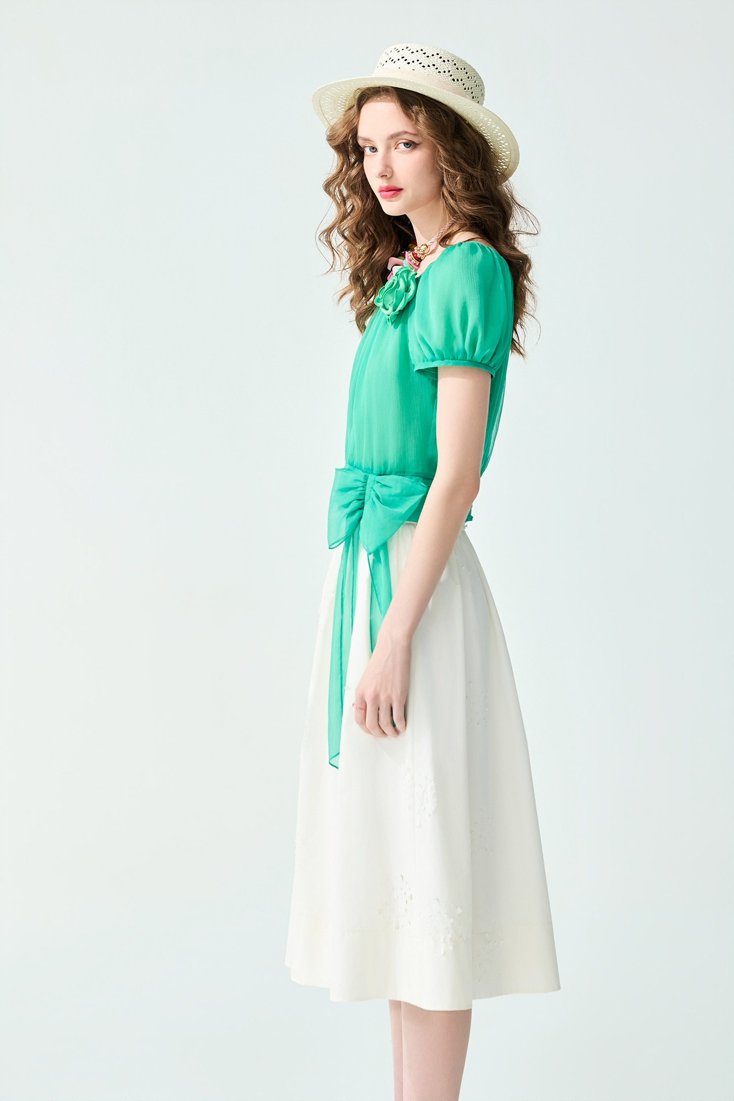 Bow Detail Chiffon Top,Tops,Season (SS) Look,bows,Chiffon