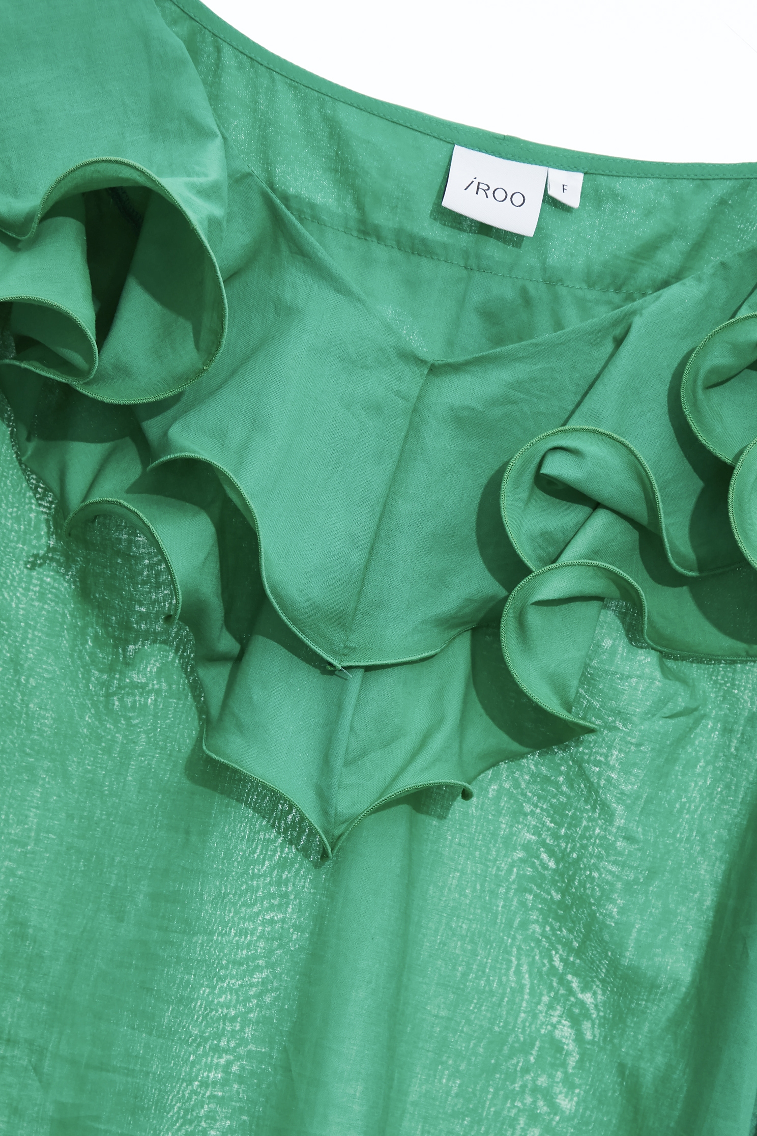Ruffle Collar Green Top,Tops,Season (SS) Look,Cotton