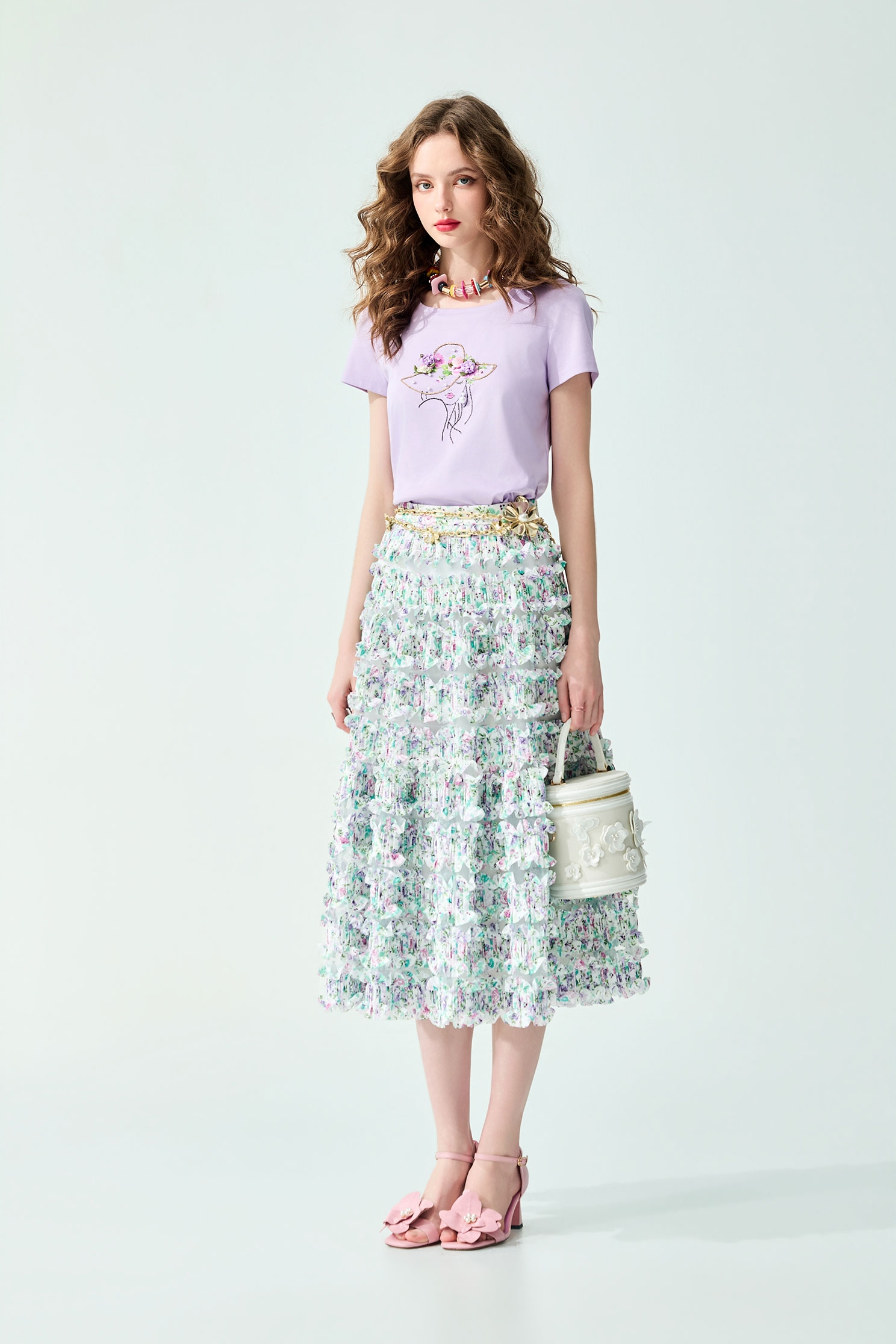 Figure Graphic Purple Tee,Tops,Embroidered,Season (SS) Look,pearl