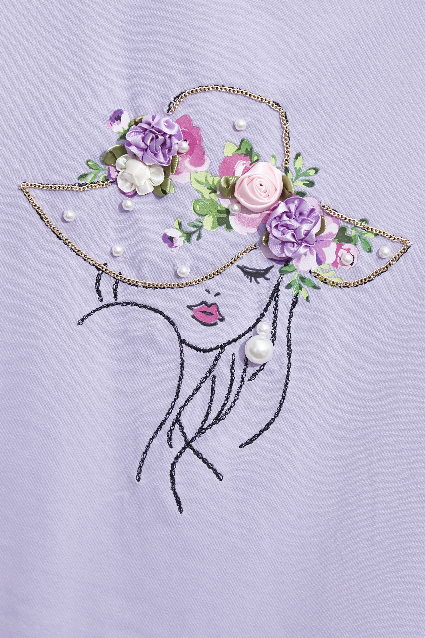 Figure Graphic Purple Tee,Tops,Embroidered,Season (SS) Look,pearl