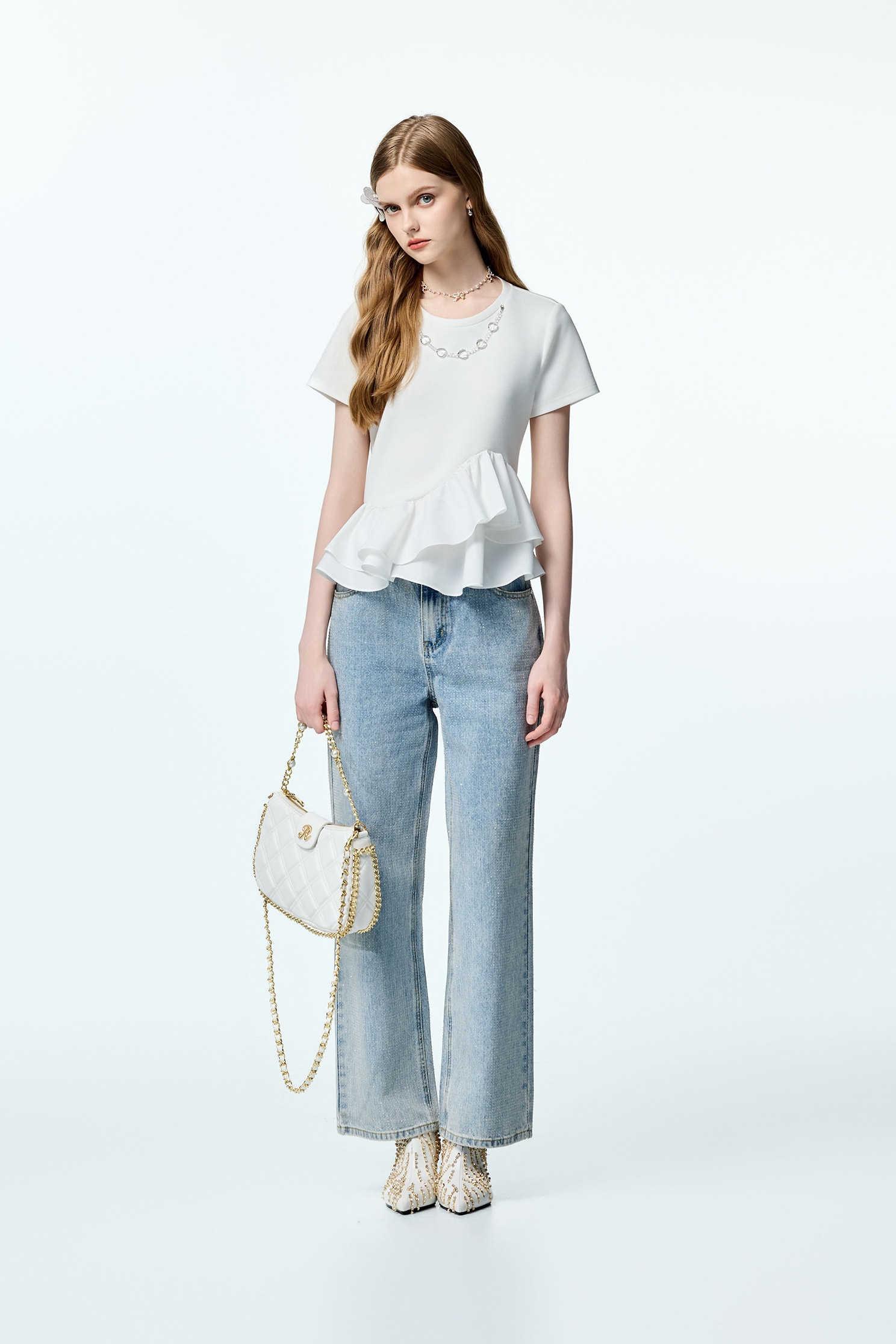 Short Sleeve White Peplum TopShort Sleeve White Peplum Top,Office Looks,Tops,Season (AW) Look,Necklaces