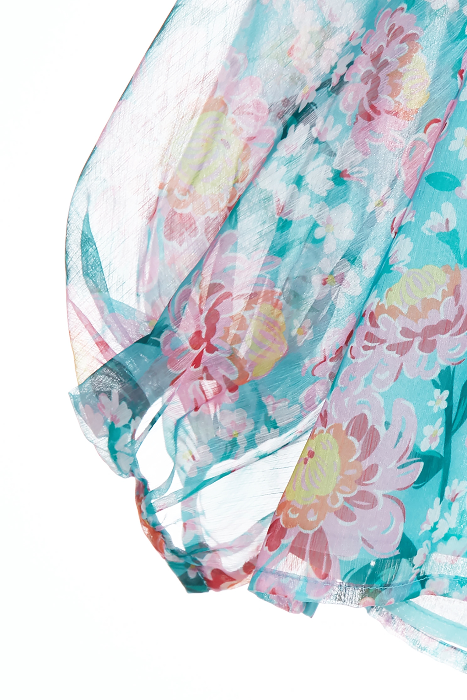 Floral Print Pleated Flounce Detail Chiffon TopFloral Print Pleated Flounce Detail Chiffon Top,Tops,pearl,Season (AW) Look,Valentine,blossoms,upperclass,Chiffon,Chiffon tops