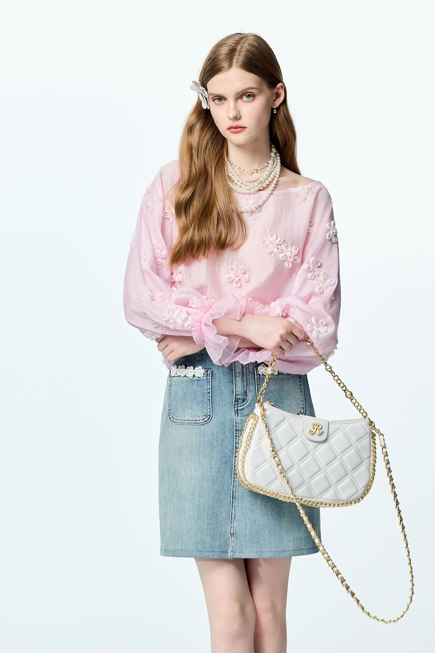 3-D Floral Detail Pink Top3-D Floral Detail Pink Top,Tops,Season (AW) Look,Valentine,blossoms