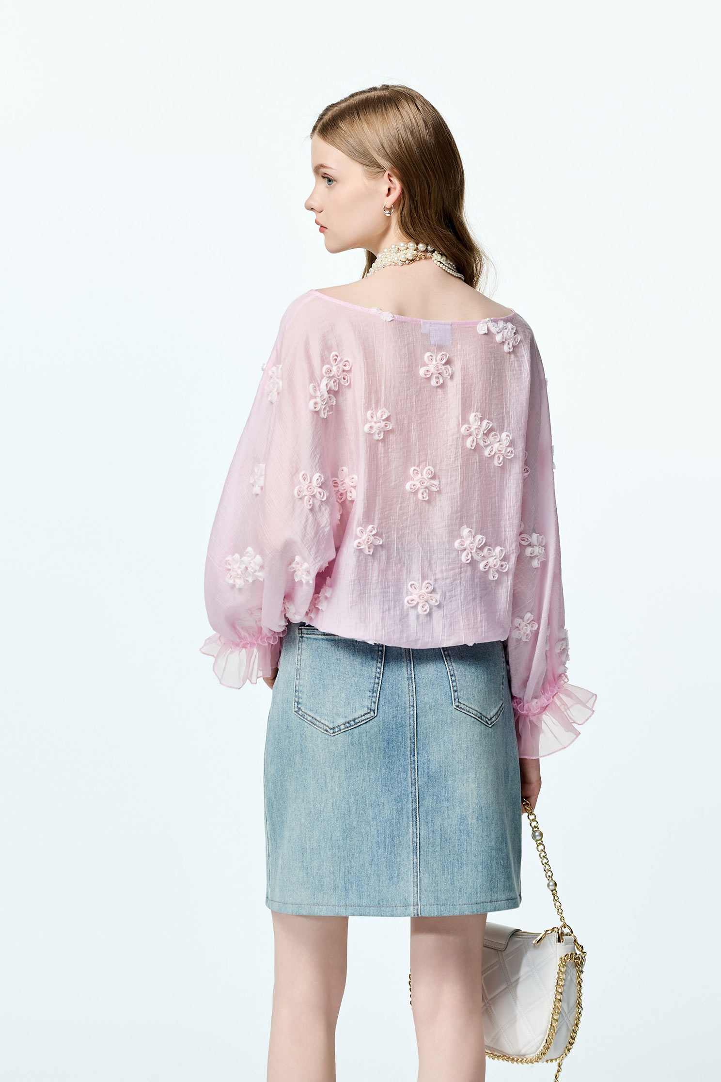 3-D Floral Detail Pink Top3-D Floral Detail Pink Top,Tops,Season (AW) Look,Valentine,blossoms