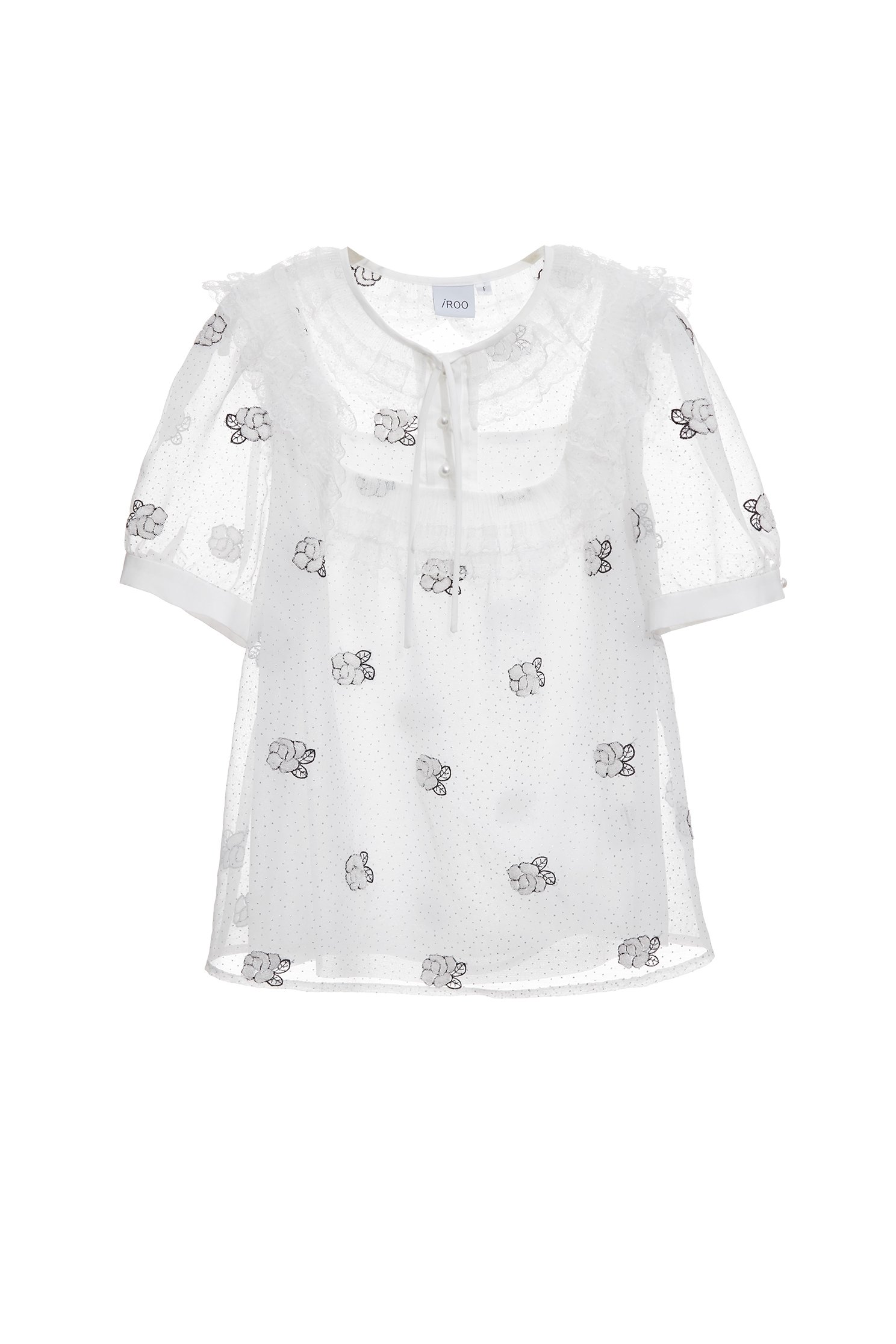 Lace Detail Floral Graphic TopLace Detail Floral Graphic Top,Office Looks,Tops,Embroidered tops,pearl,Season (AW) Look,Valentine,Embroidered,blossoms,Lace