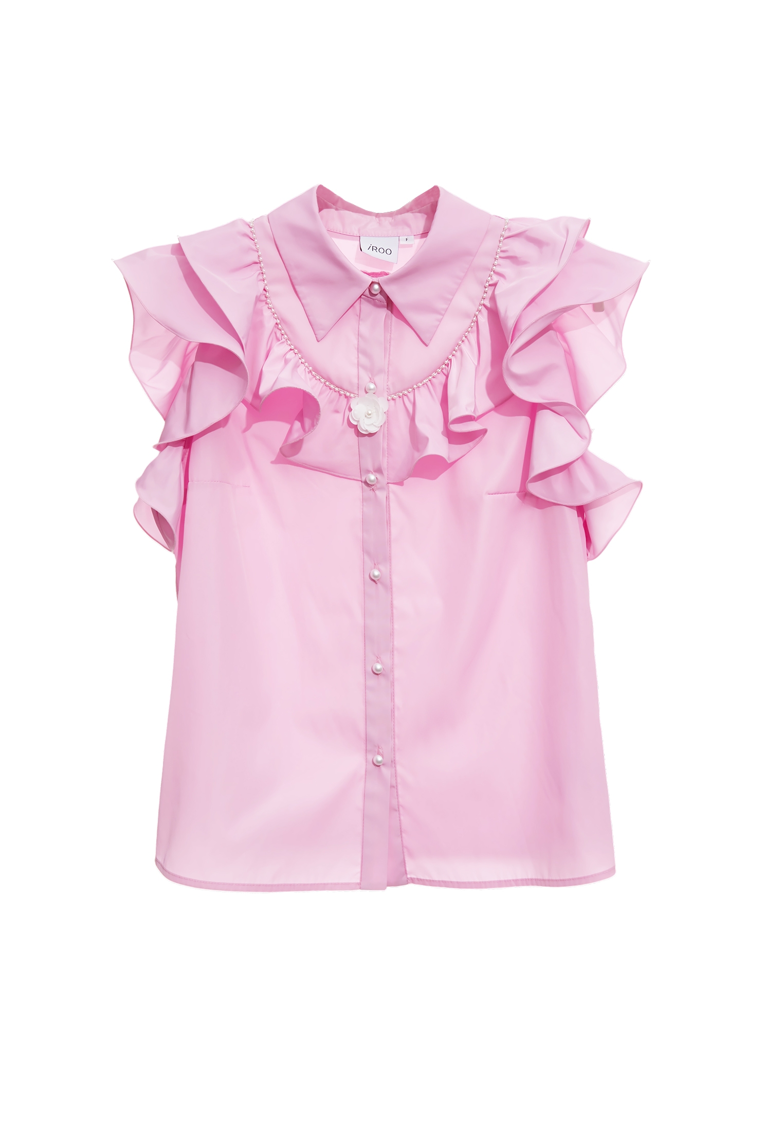 Pink Ruffle Detail BlousePink Ruffle Detail Blouse,Tops,co-ord sets,pearl,Season (AW) Look,sleeveless tops,upperclass,Necklaces