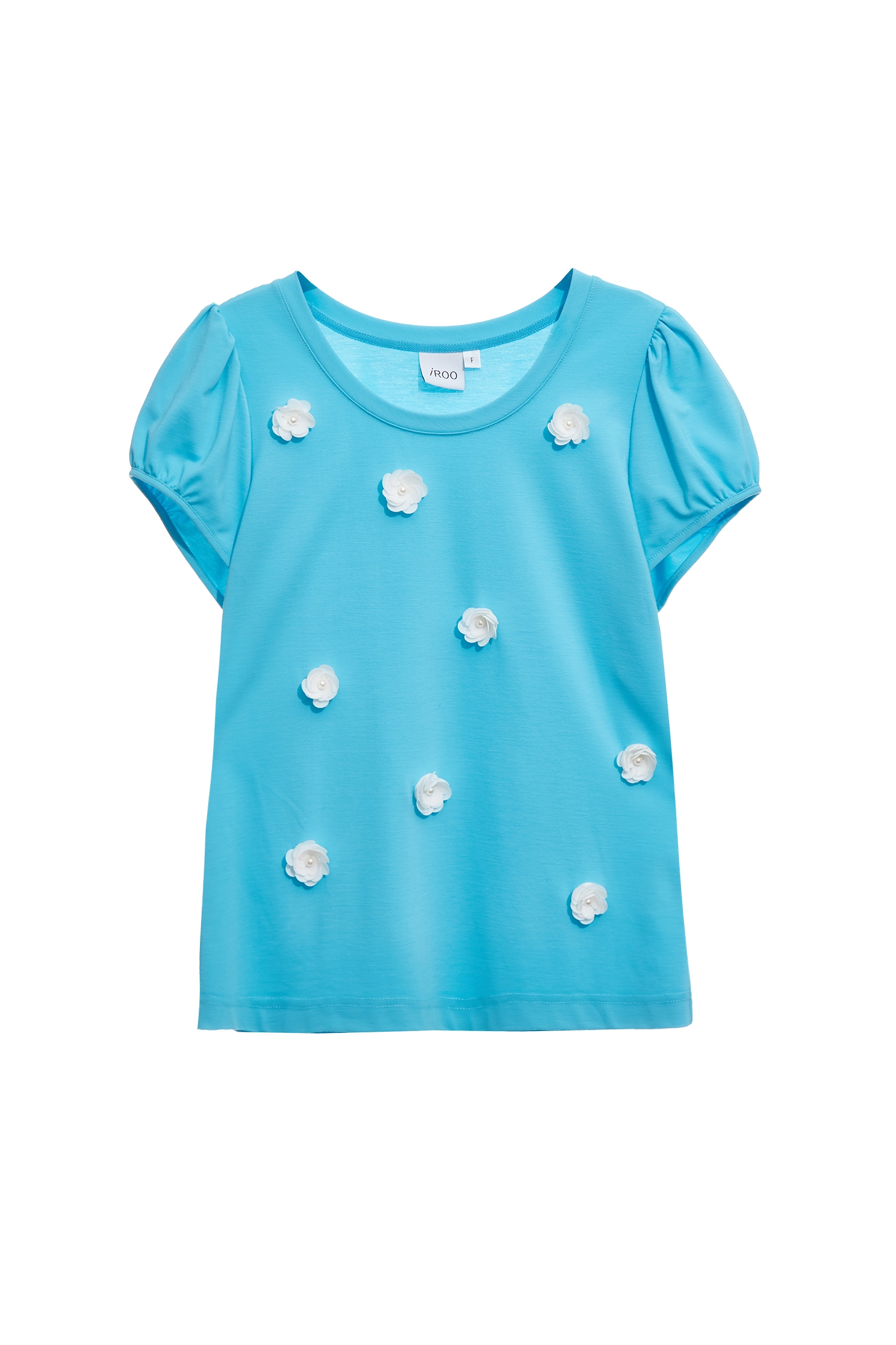 3-D Floral Detail Short Sleeve Tee3-D Floral Detail Short Sleeve Tee,T-shirts,Tops,Season (AW) Look,blossoms