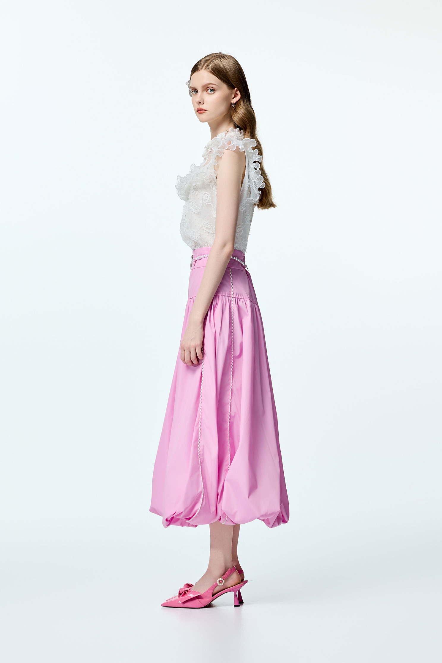 Floral Lace Pleated Ruffle Detail TopFloral Lace Pleated Ruffle Detail Top,Tops,Embroidered,sleeveless tops,pearl,Season (AW) Look,Valentine,Embroidered tops,sleeveless tops,blossoms