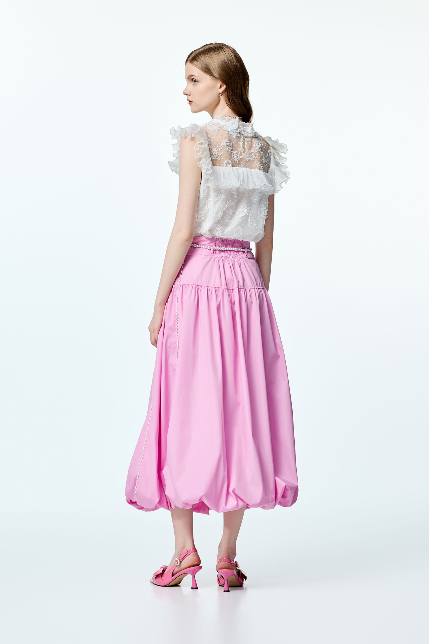 Floral Lace Pleated Ruffle Detail TopFloral Lace Pleated Ruffle Detail Top,Tops,Embroidered,sleeveless tops,pearl,Season (AW) Look,Valentine,Embroidered tops,sleeveless tops,blossoms