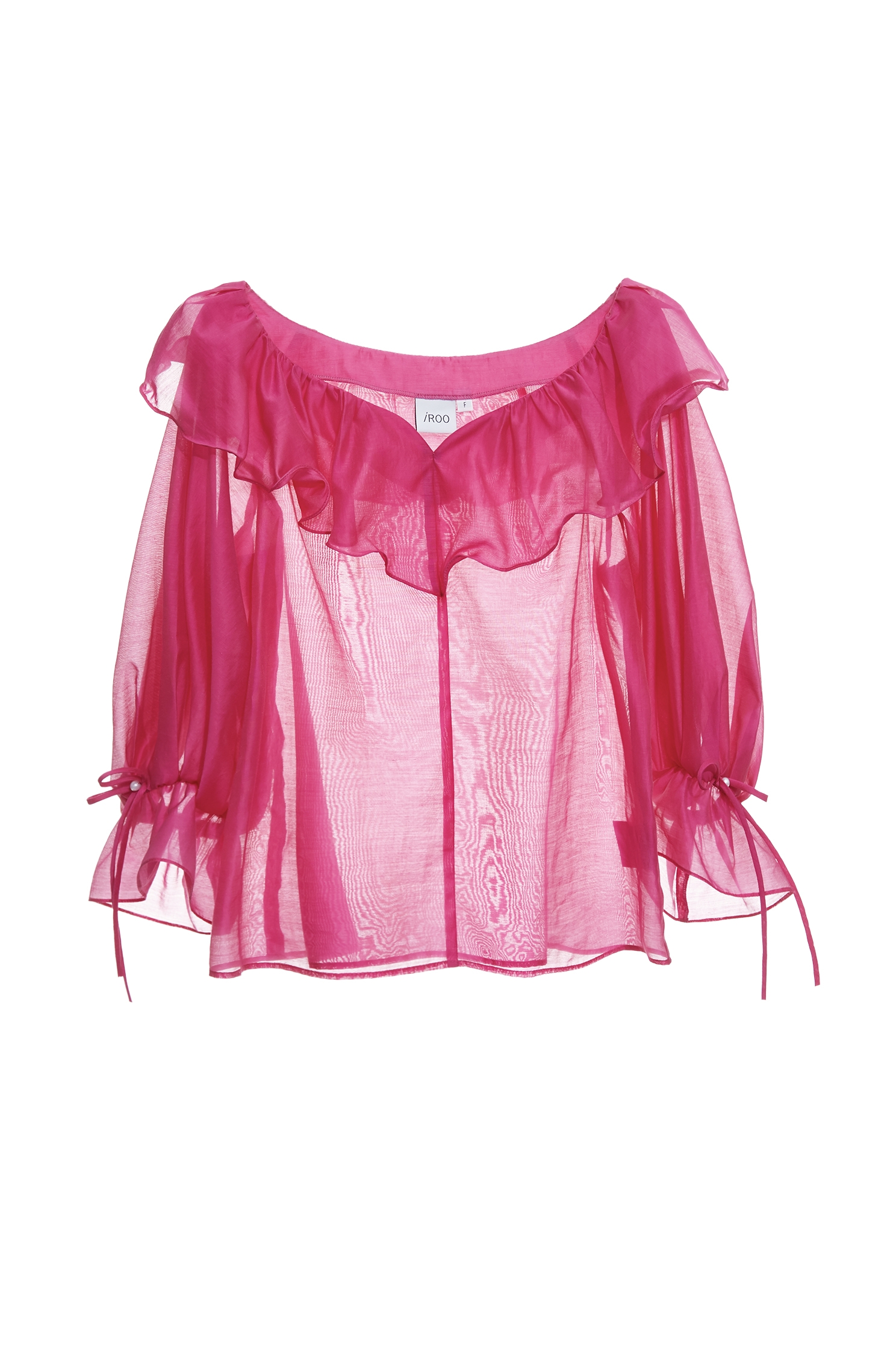 Flounce Neckline Long Sleeve TopFlounce Neckline Long Sleeve Top,Tops,Season (SS) Look,bows