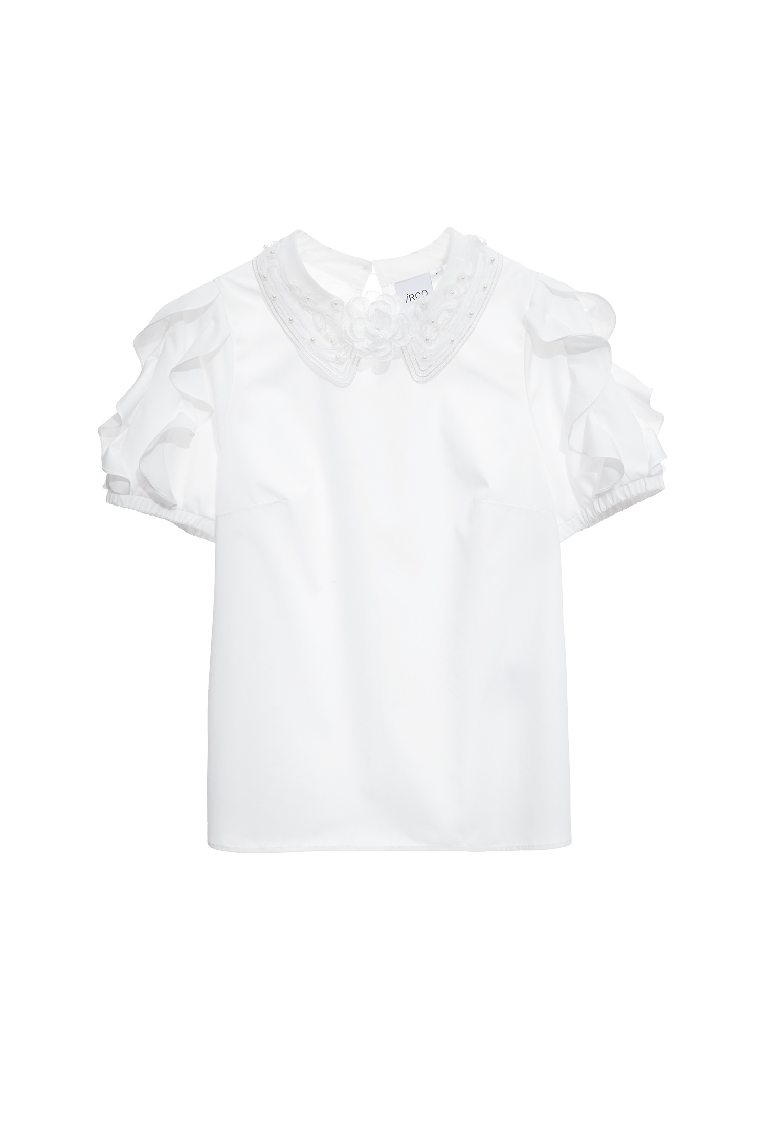 Lace Collar Ruffle Sleeve TopLace Collar Ruffle Sleeve Top,Tops,Embroidered,Season (SS) Look,White tops,Embroidered tops,Lace