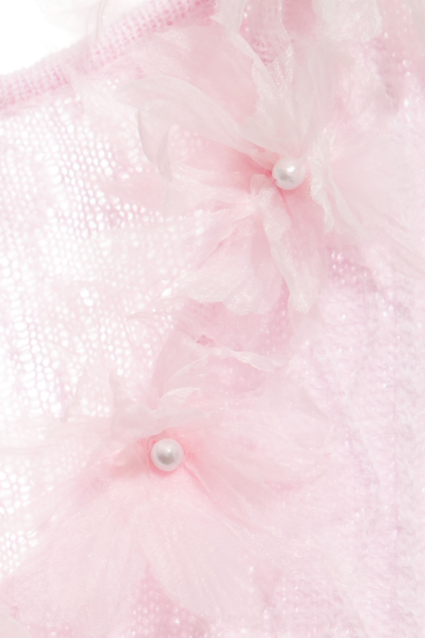 Mesh Floral Neckline Detail Knit TopMesh Floral Neckline Detail Knit Top,Tops,Season (AW) Look,Knitted,Knitted tops