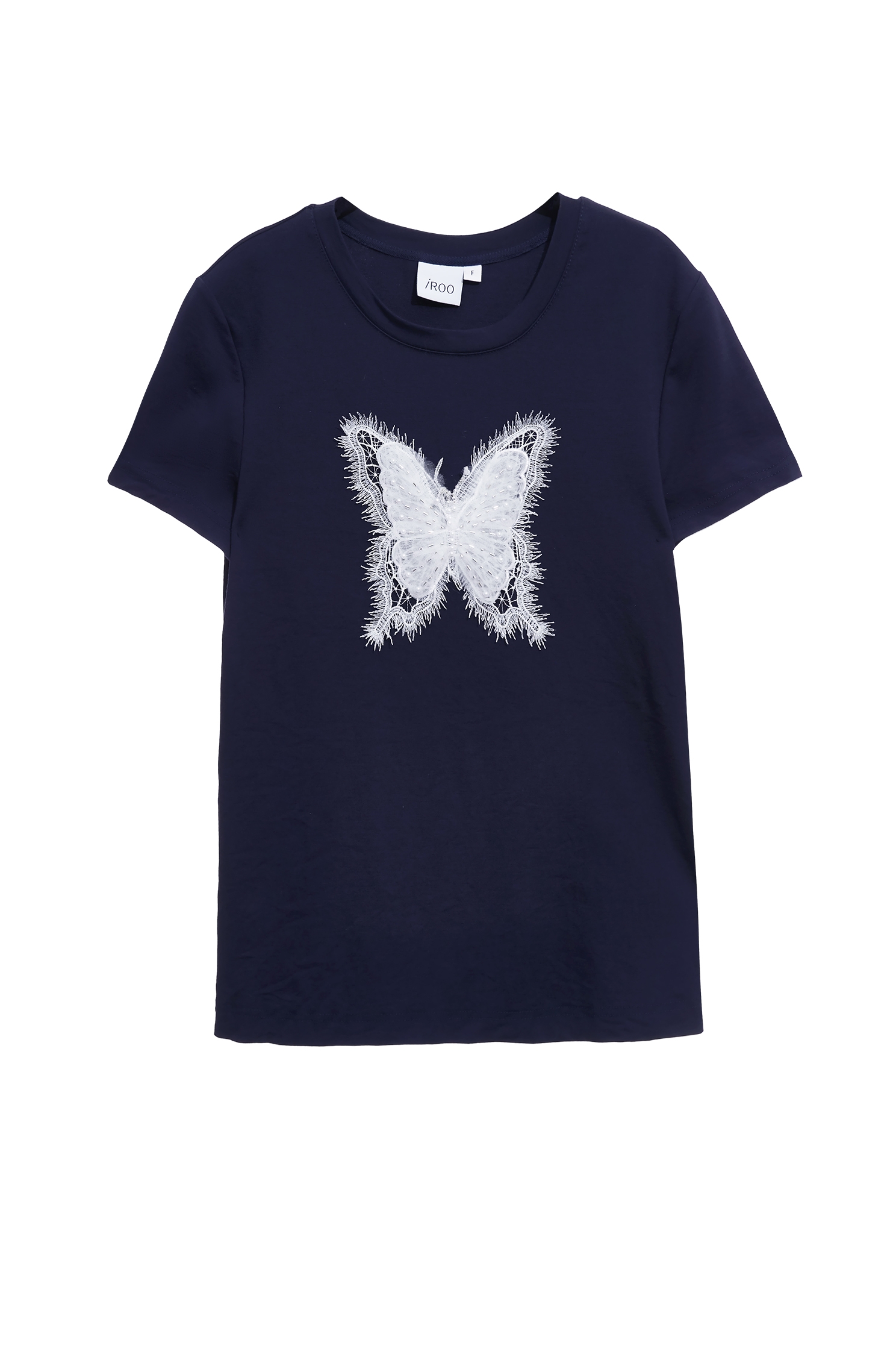 Butterfly Lace Detail Navy TeeButterfly Lace Detail Navy Tee,T-shirts,T-shirts,Office Looks,Tops,Embroidered,Season (AW) Look,Valentine,Lace,Lace tops