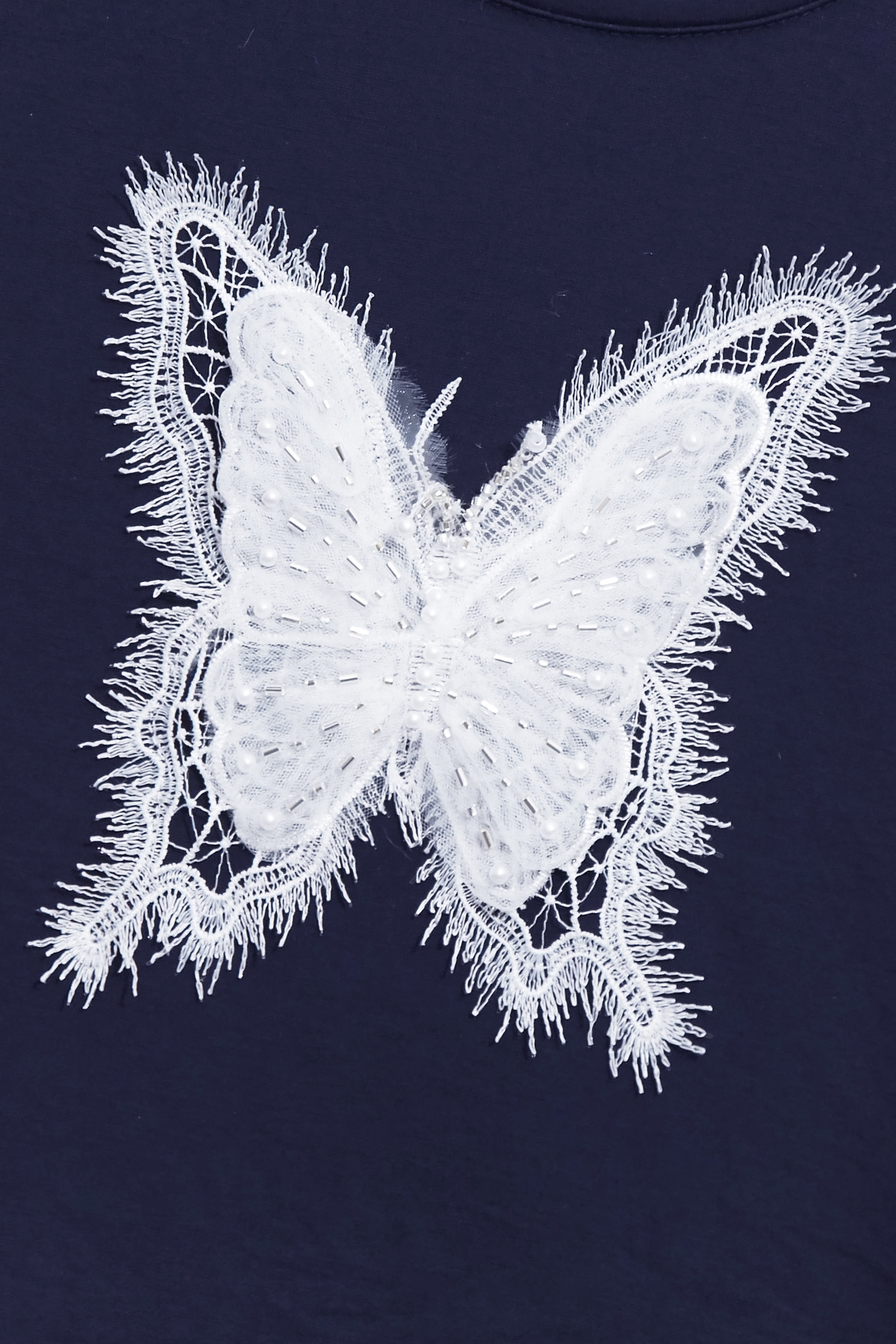Butterfly Lace Detail Navy TeeButterfly Lace Detail Navy Tee,T-shirts,T-shirts,Office Looks,Tops,Embroidered,Season (AW) Look,Valentine,Lace,Lace tops