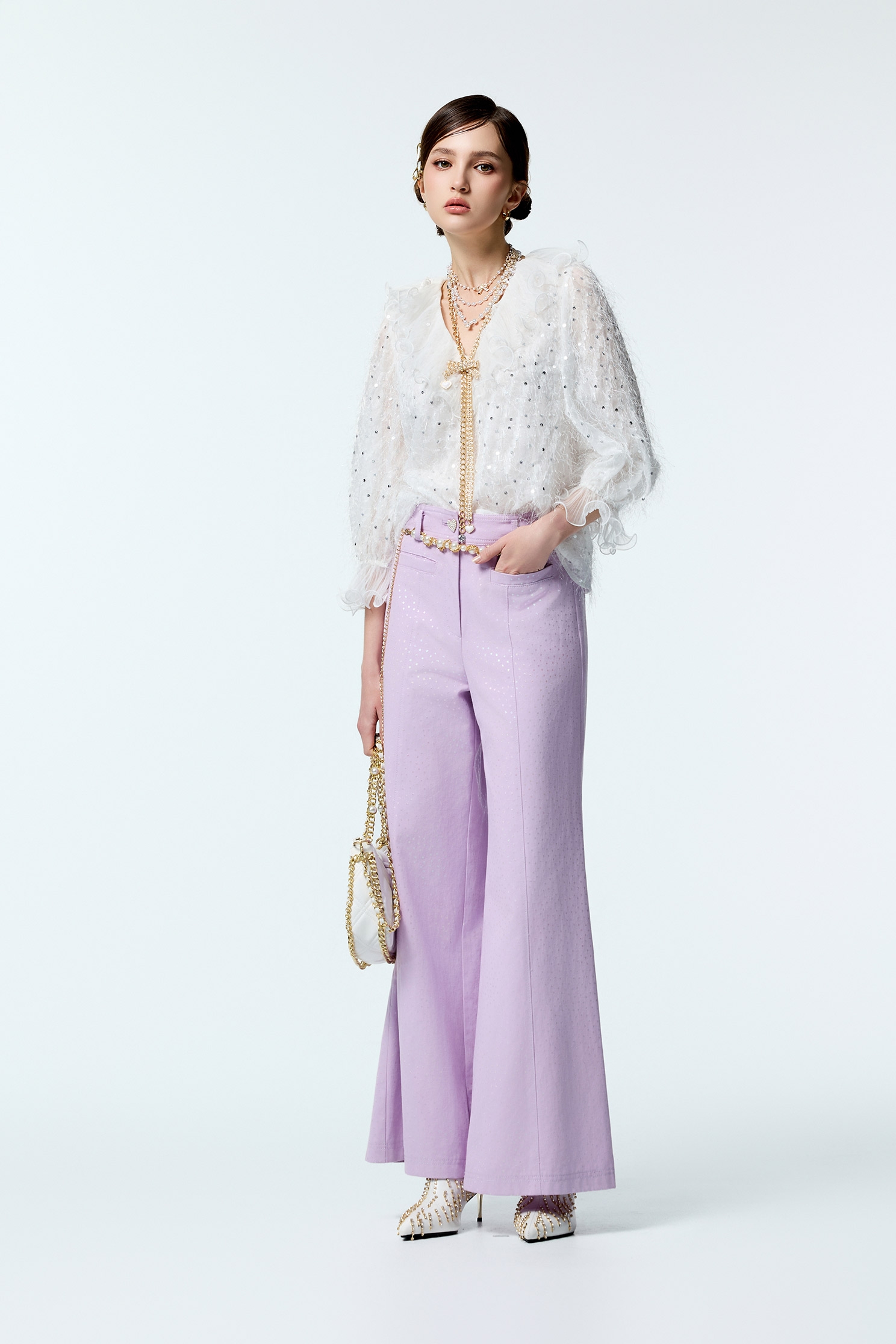 Sequin Fringe Top With Ruffle DetailSequin Fringe Top With Ruffle Detail,V-Neck T shirts,Office Looks,Tops,Season (AW) Look,Valentine,Lace