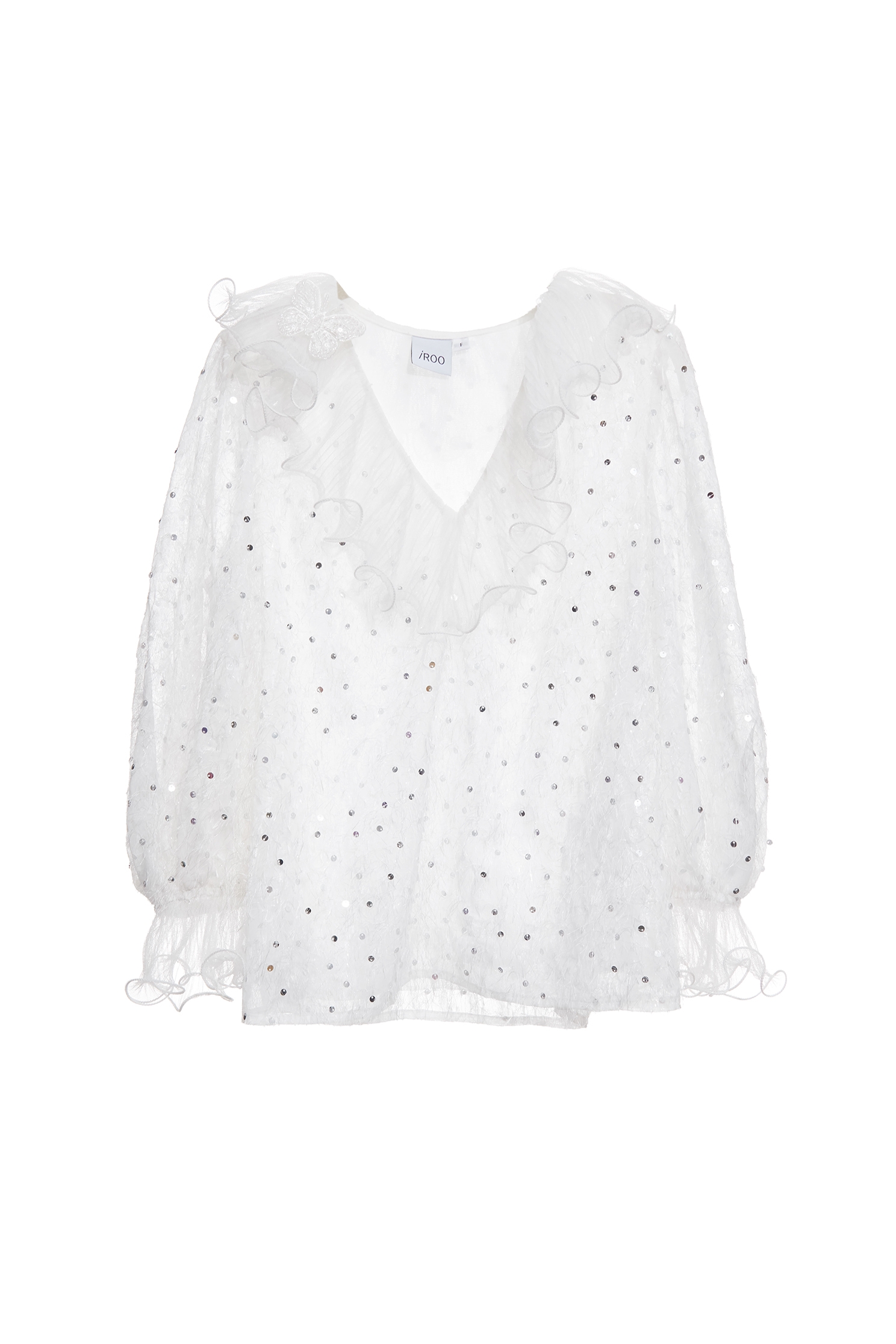 Sequin Fringe Top With Ruffle DetailSequin Fringe Top With Ruffle Detail,V-Neck T shirts,Office Looks,Tops,Season (AW) Look,Valentine,Lace