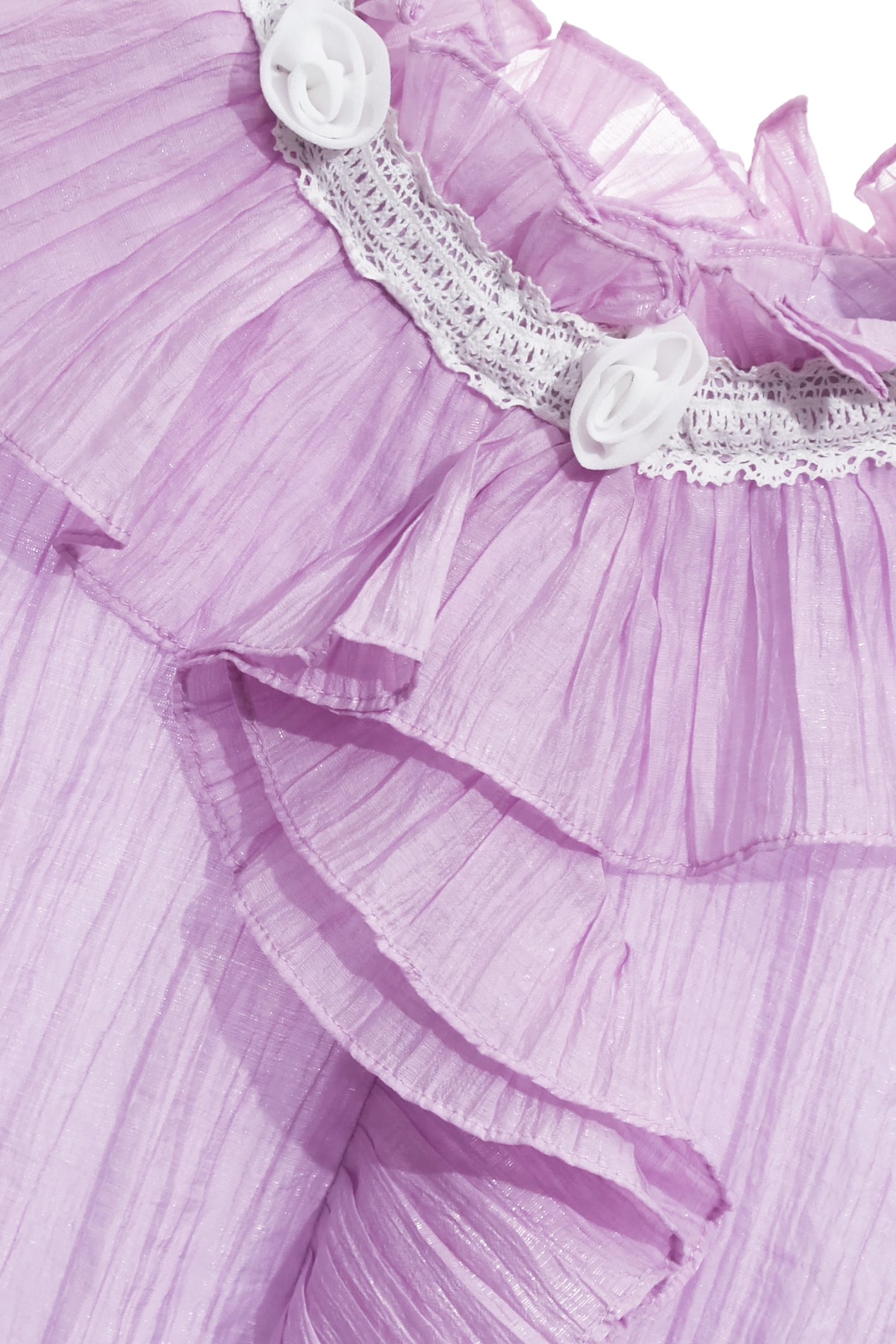 Pleated Ruffle Collar Purple TopPleated Ruffle Collar Purple Top,Office Looks,Tops,pearl,Season (AW) Look,Valentine,Lace