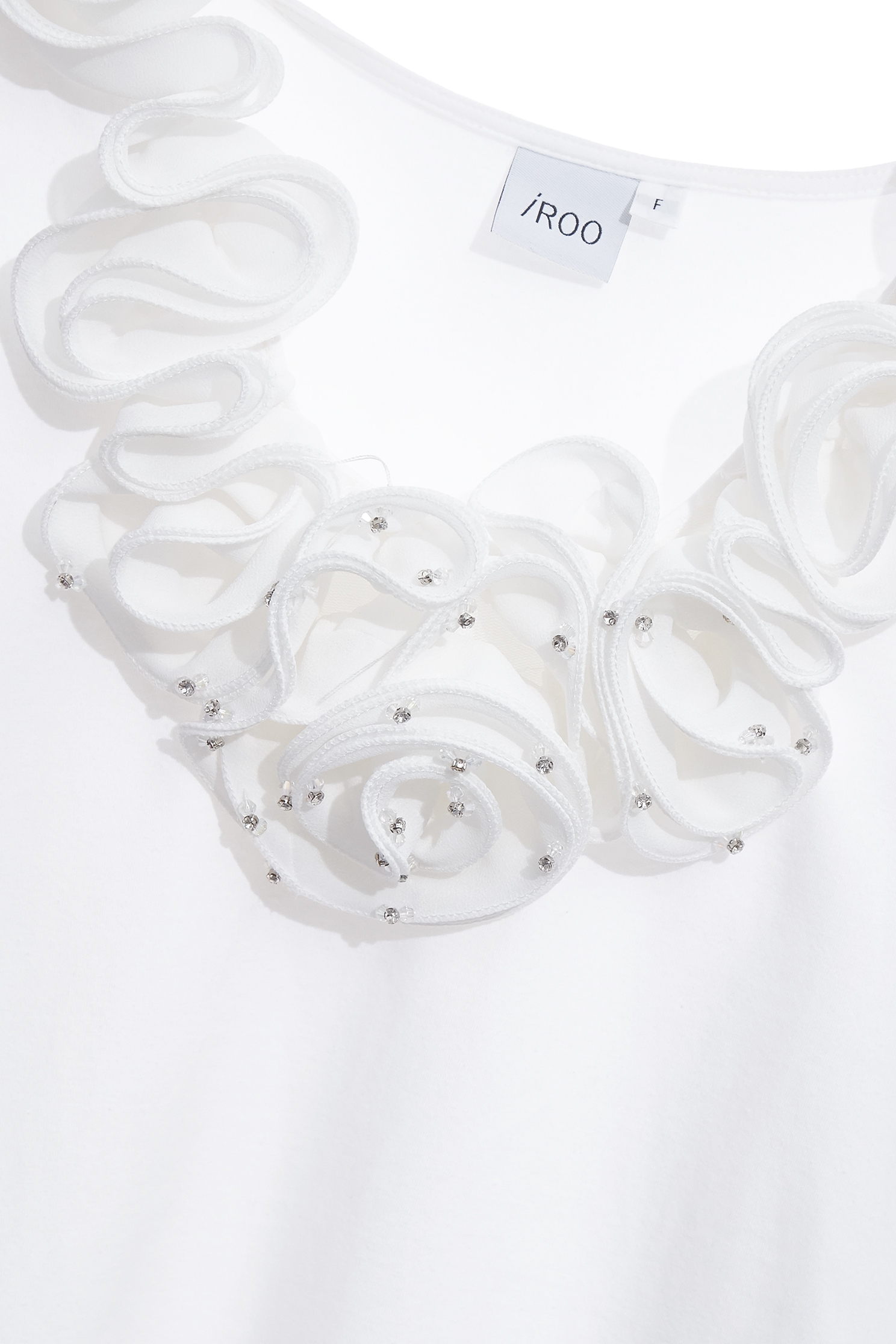 Ruffle Neckline Short Sleeve TeeRuffle Neckline Short Sleeve Tee,Tops,White tops,Season (AW) Look,Cotton,Chiffon