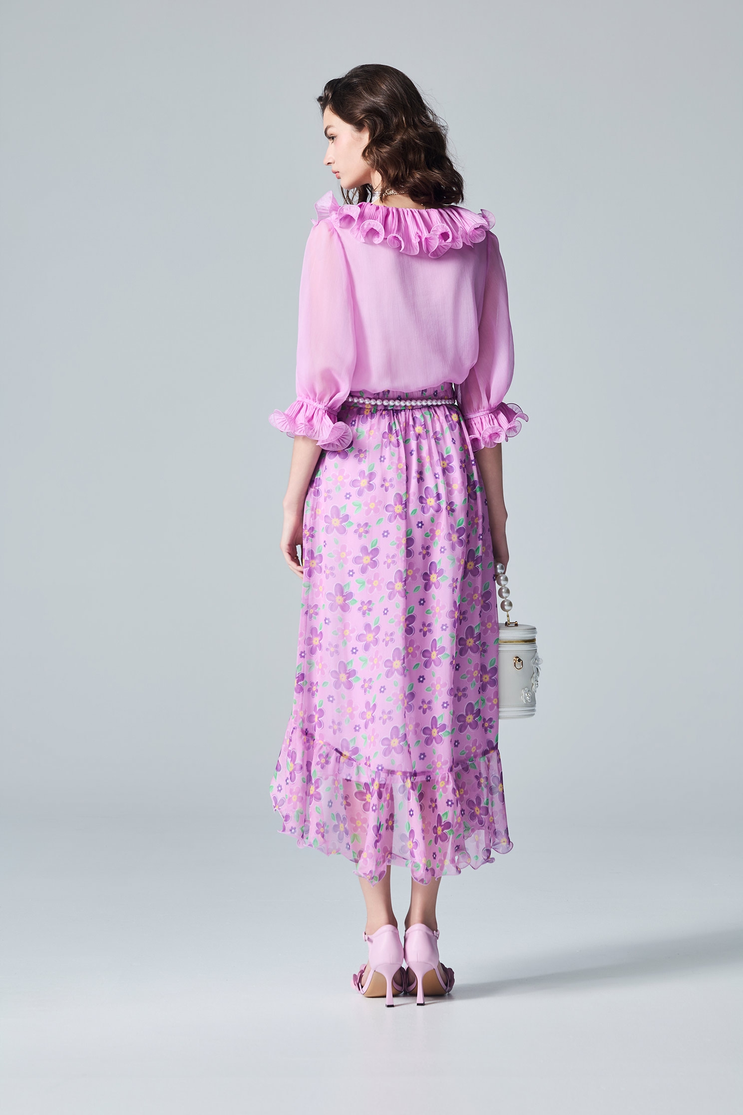 Pleated Ruffle Detail Purple TopPleated Ruffle Detail Purple Top,Tops,Season (AW) Look,Chiffon