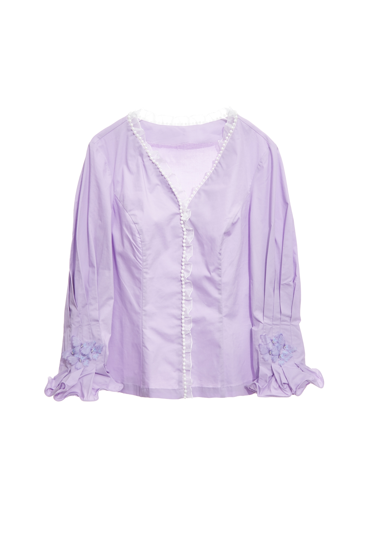 Butterfly Motif V-neck TopButterfly Motif V-neck Top,Tops,pearl,Season (AW) Look
