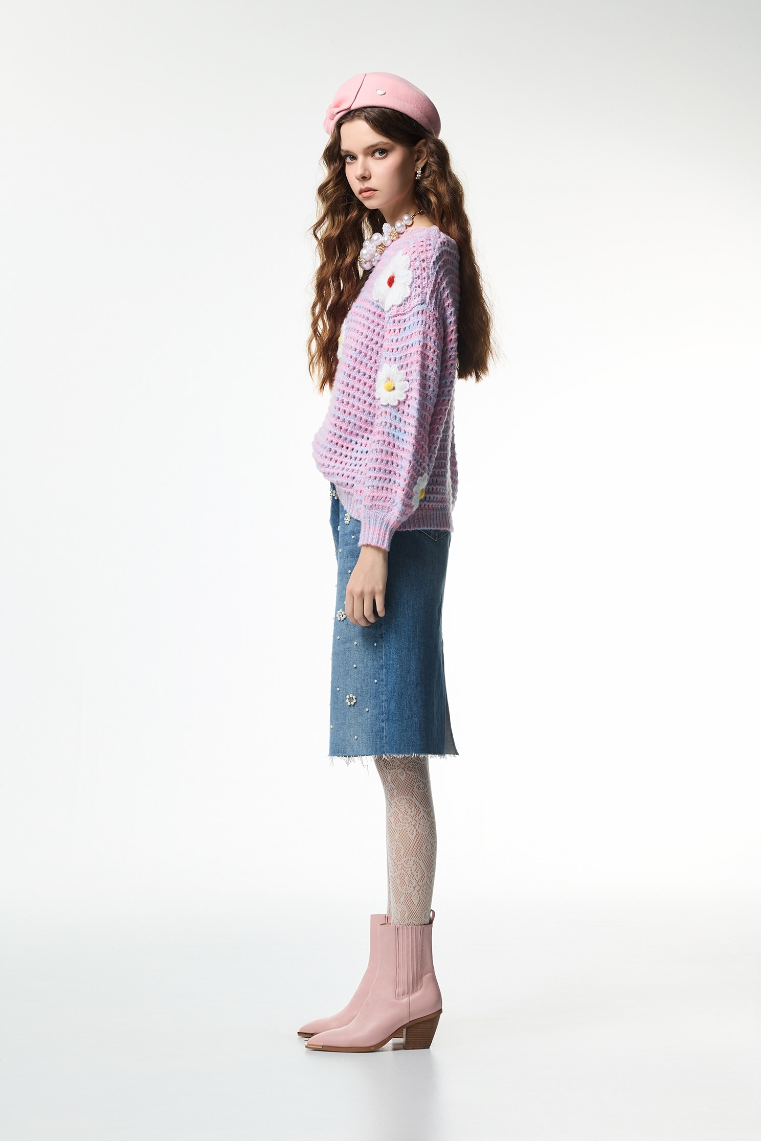 Handcraft Floral Detail Purple Knit TopHandcraft Floral Detail Purple Knit Top,Tops,bestselling,Season (AW) Look,Valentine,blossoms,Knitted,Knitted tops,Knitted tops