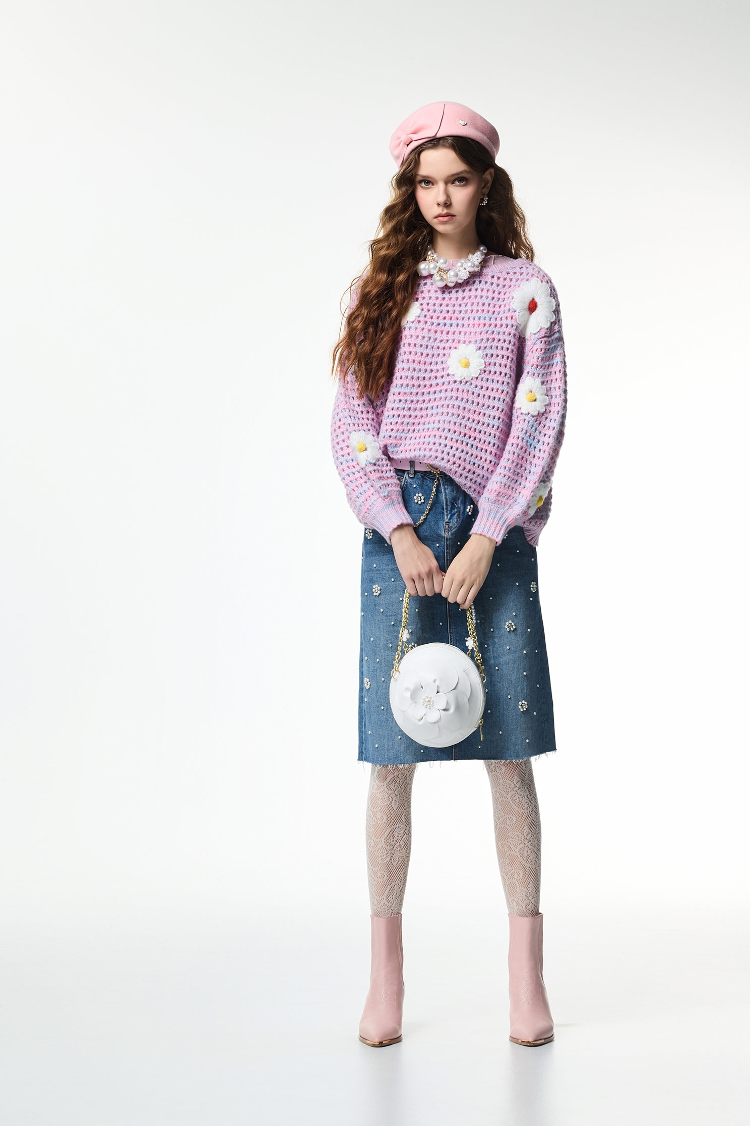 Handcraft Floral Detail Purple Knit TopHandcraft Floral Detail Purple Knit Top,Tops,bestselling,Season (AW) Look,Valentine,blossoms,Knitted,Knitted tops,Knitted tops