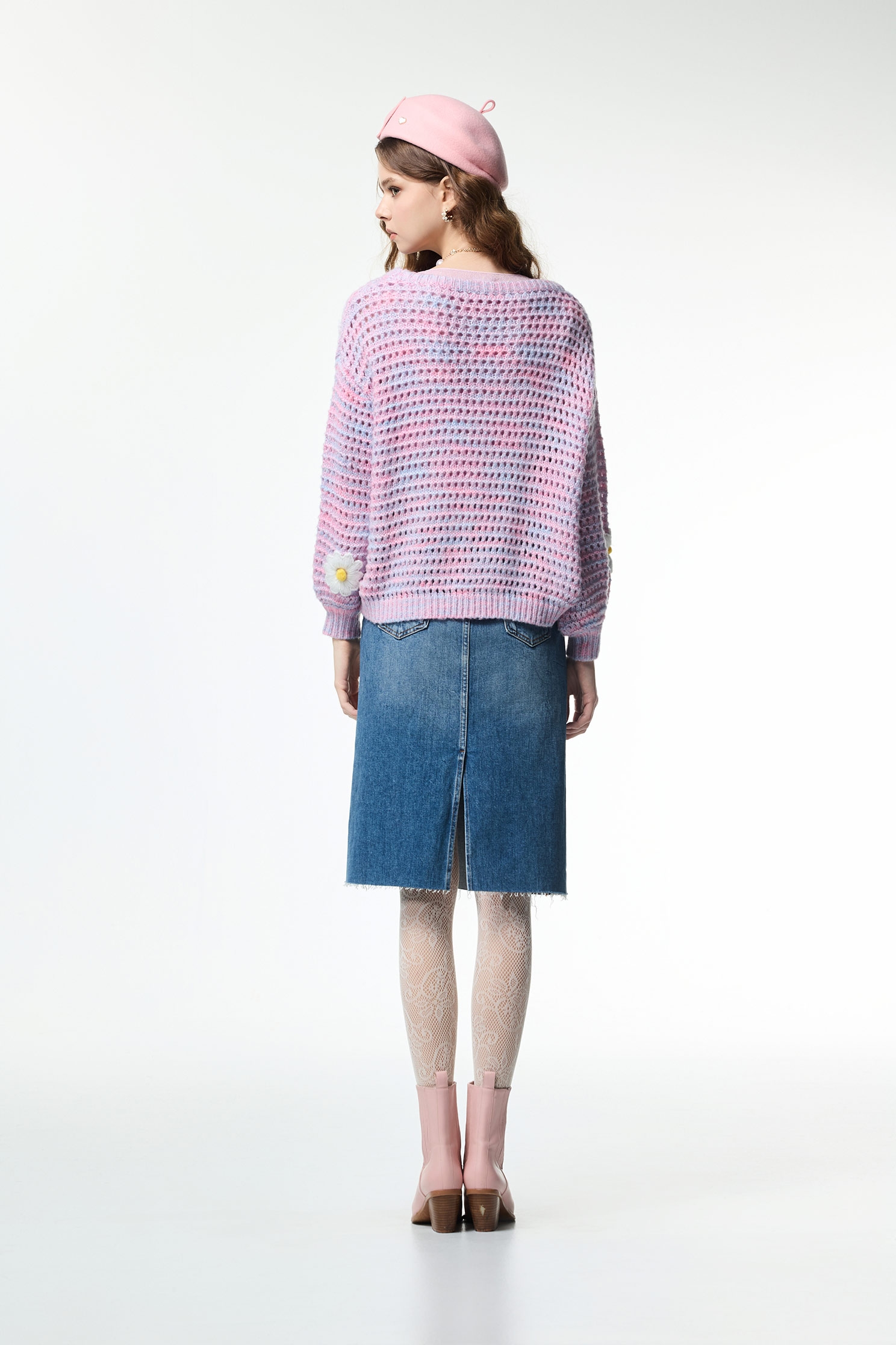 Handcraft Floral Detail Purple Knit TopHandcraft Floral Detail Purple Knit Top,Tops,bestselling,Season (AW) Look,Valentine,blossoms,Knitted,Knitted tops,Knitted tops