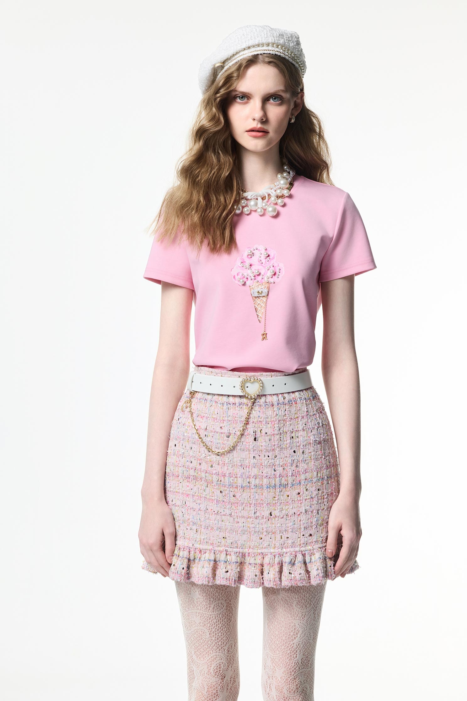 Front Graphic Pink Short Sleeve TeeFront Graphic Pink Short Sleeve Tee,T-shirts,T-shirts,Tops,pearl,Season (AW) Look,Valentine