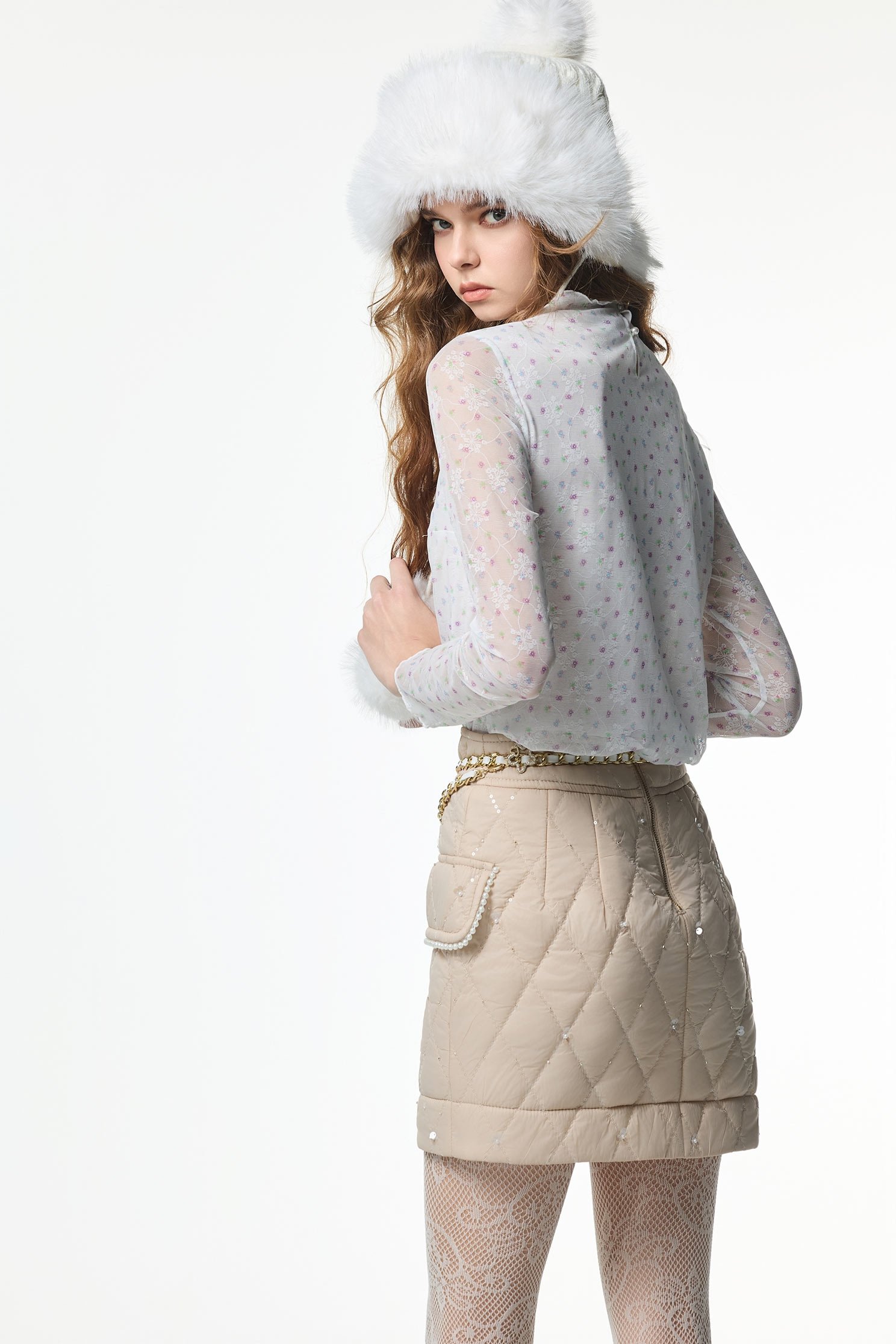 Floral Print Long Sleeve TopFloral Print Long Sleeve Top,Tops,Season (AW) Look,Valentine,blossoms,Lace,Turtleneck tops