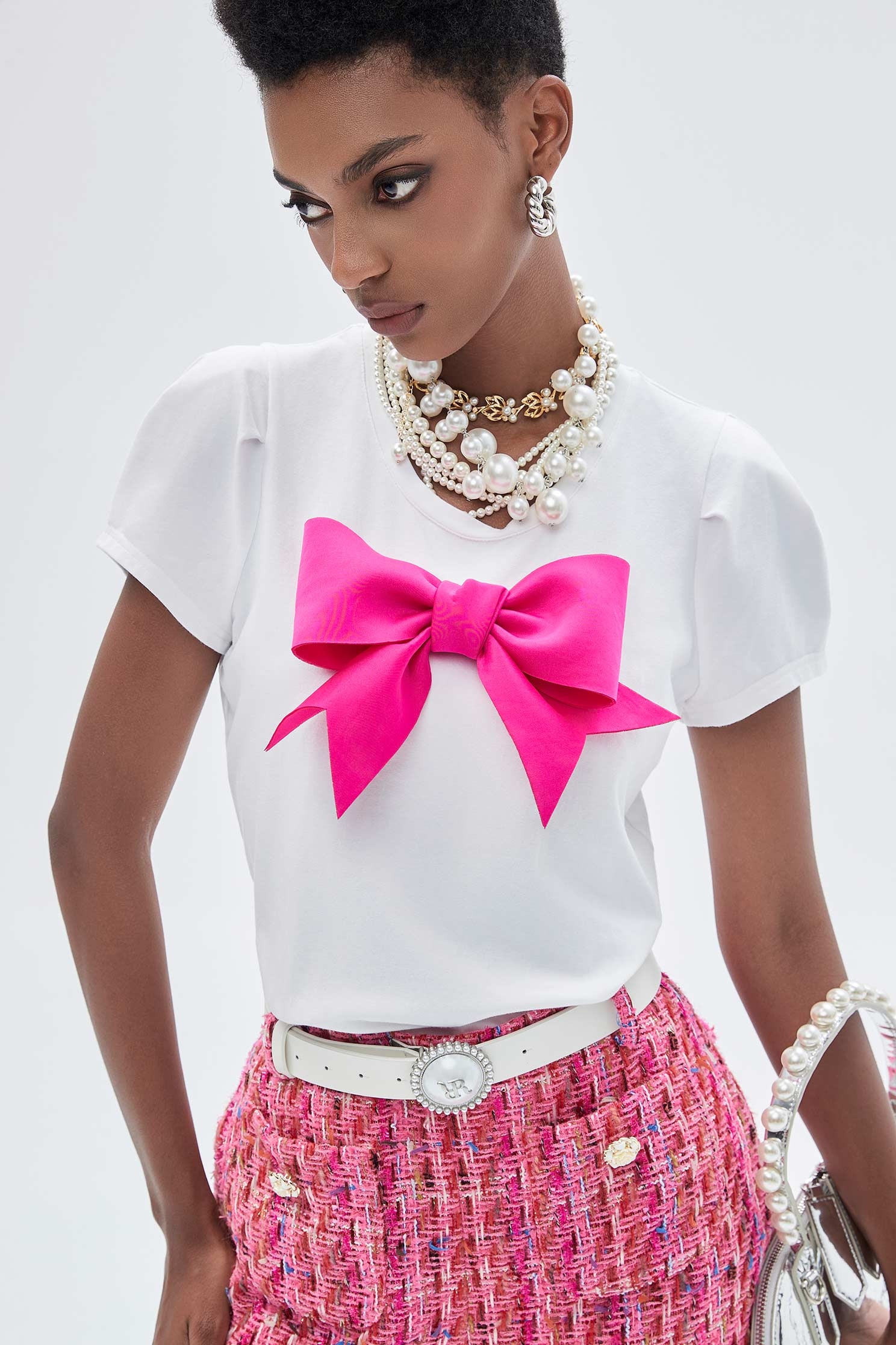 Pink Bow Short Sleeve TeePink Bow Short Sleeve Tee,T-shirts,Tops,Season (SS) Look