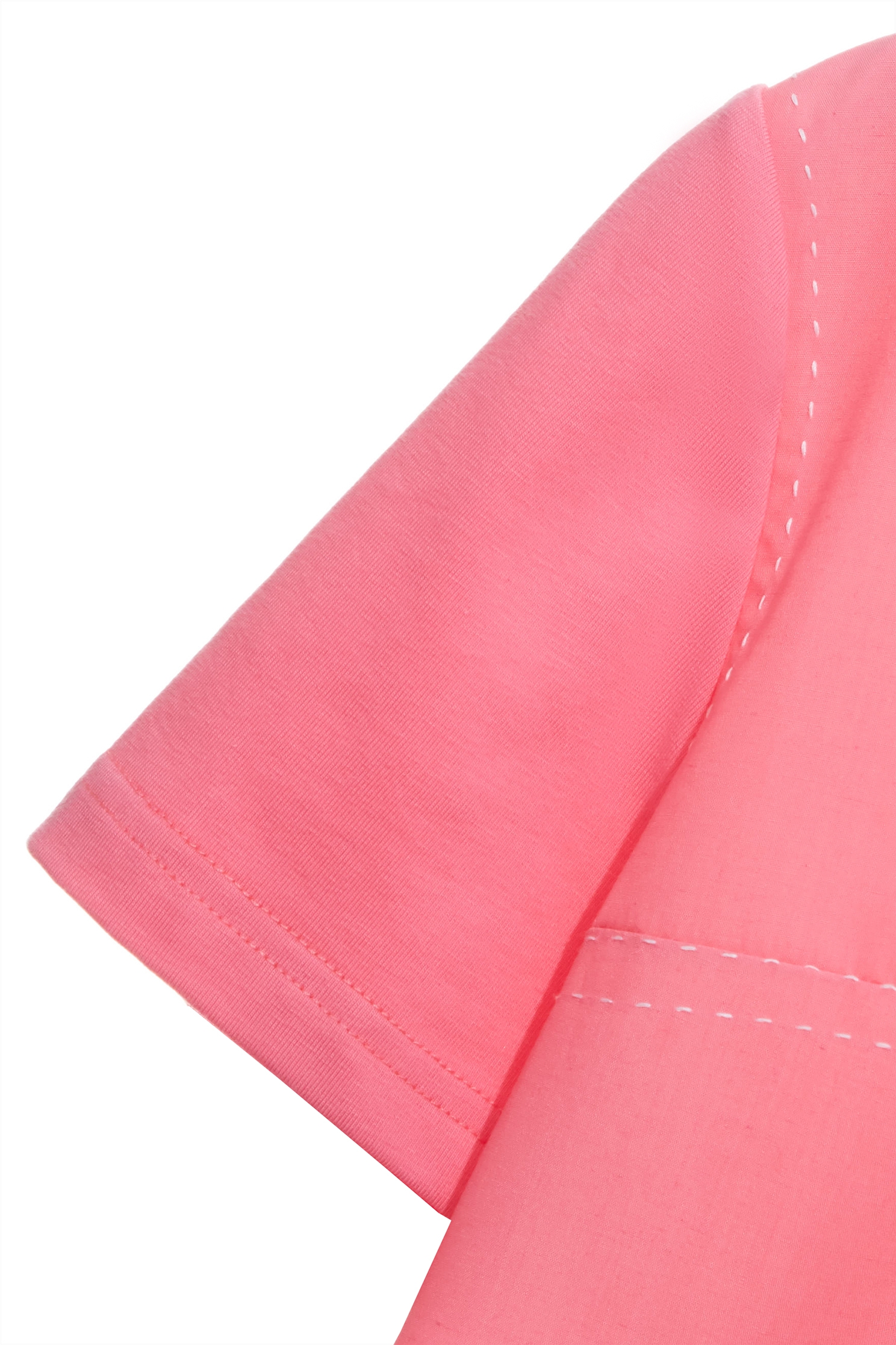 Short Sleeve Pink Tee With Navy Stitching DetailShort Sleeve Pink Tee With Navy Stitching Detail,T-shirts,Tops,Season (SS) Look