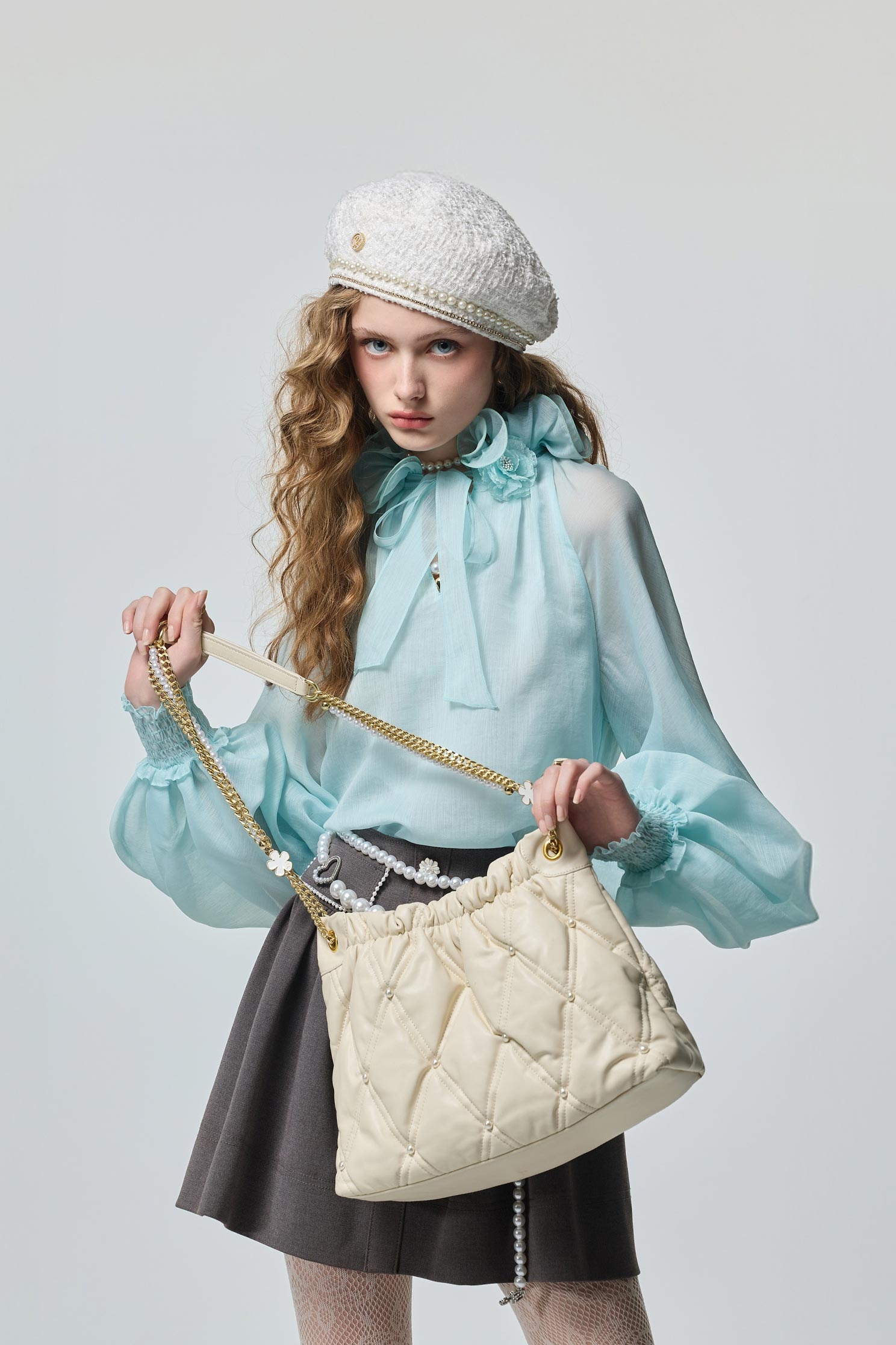 Ruffle Collar Detail Light Blue TopRuffle Collar Detail Light Blue Top,Tops,Season (AW) Look,Valentine,blossoms