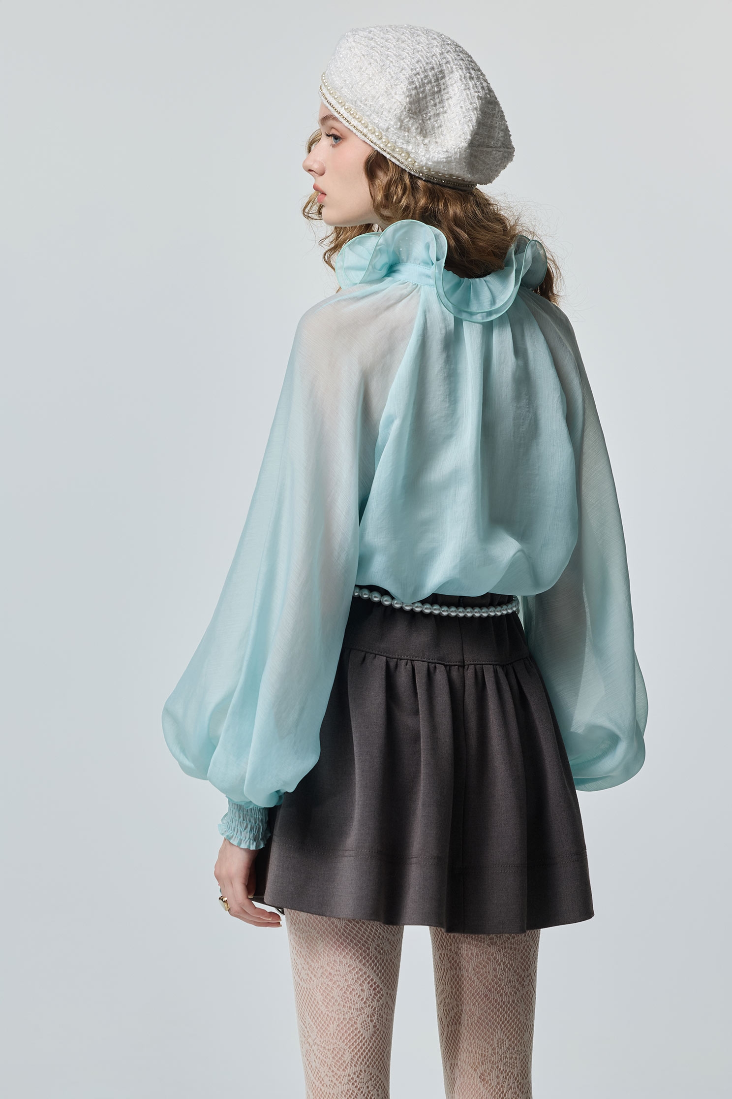 Ruffle Collar Detail Light Blue TopRuffle Collar Detail Light Blue Top,Tops,Season (AW) Look,Valentine,blossoms
