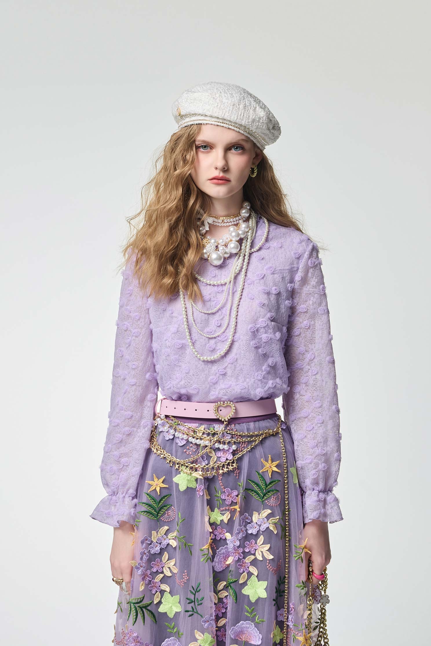 Mesh Floral Detail Purple TopMesh Floral Detail Purple Top,Tops,Season (AW) Look,Valentine,blossoms,Lace,Lace tops