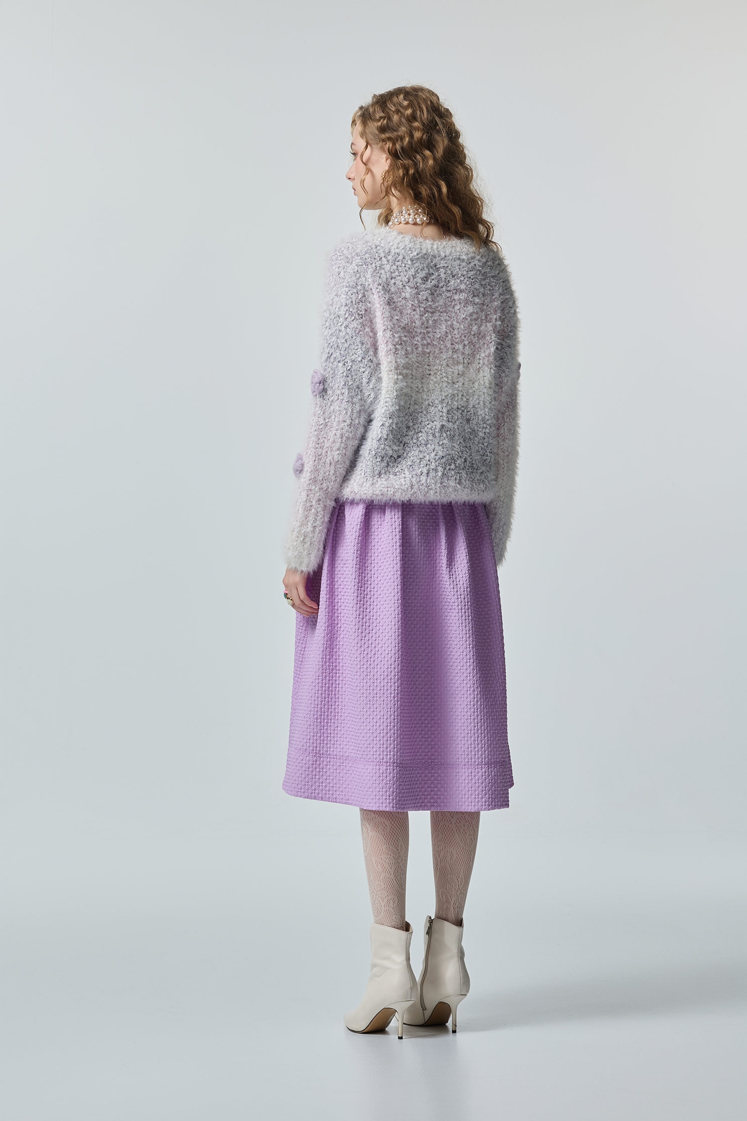 Handcrafted Floral Detail Gradient Purple Knit TopHandcrafted Floral Detail Gradient Purple Knit Top,Tops,Season (AW) Look,Valentine,blossoms,Knitted,Knitted tops,Knitted tops