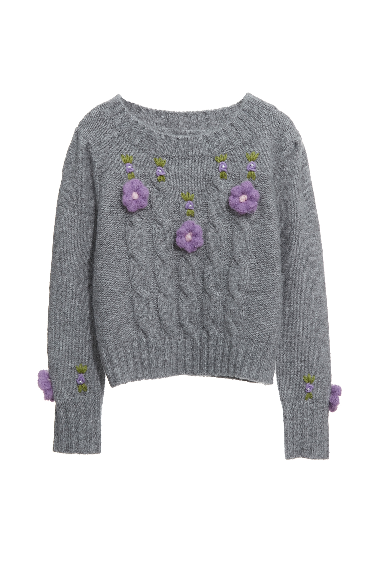 Handcrafted Floral Detail Knit TopHandcrafted Floral Detail Knit Top,Tops,Season (AW) Look,Valentine,blossoms,Knitted,Knitted tops,Knitted tops