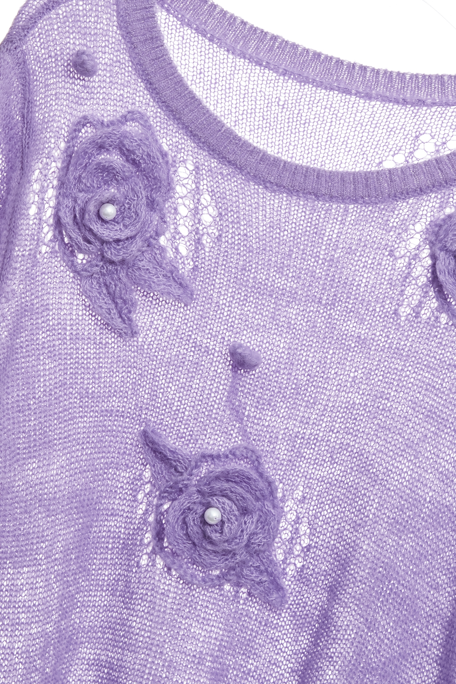 Knitted Floral Detail Purple Knit TopKnitted Floral Detail Purple Knit Top,Tops,Season (AW) Look,Knitted,Knitted tops